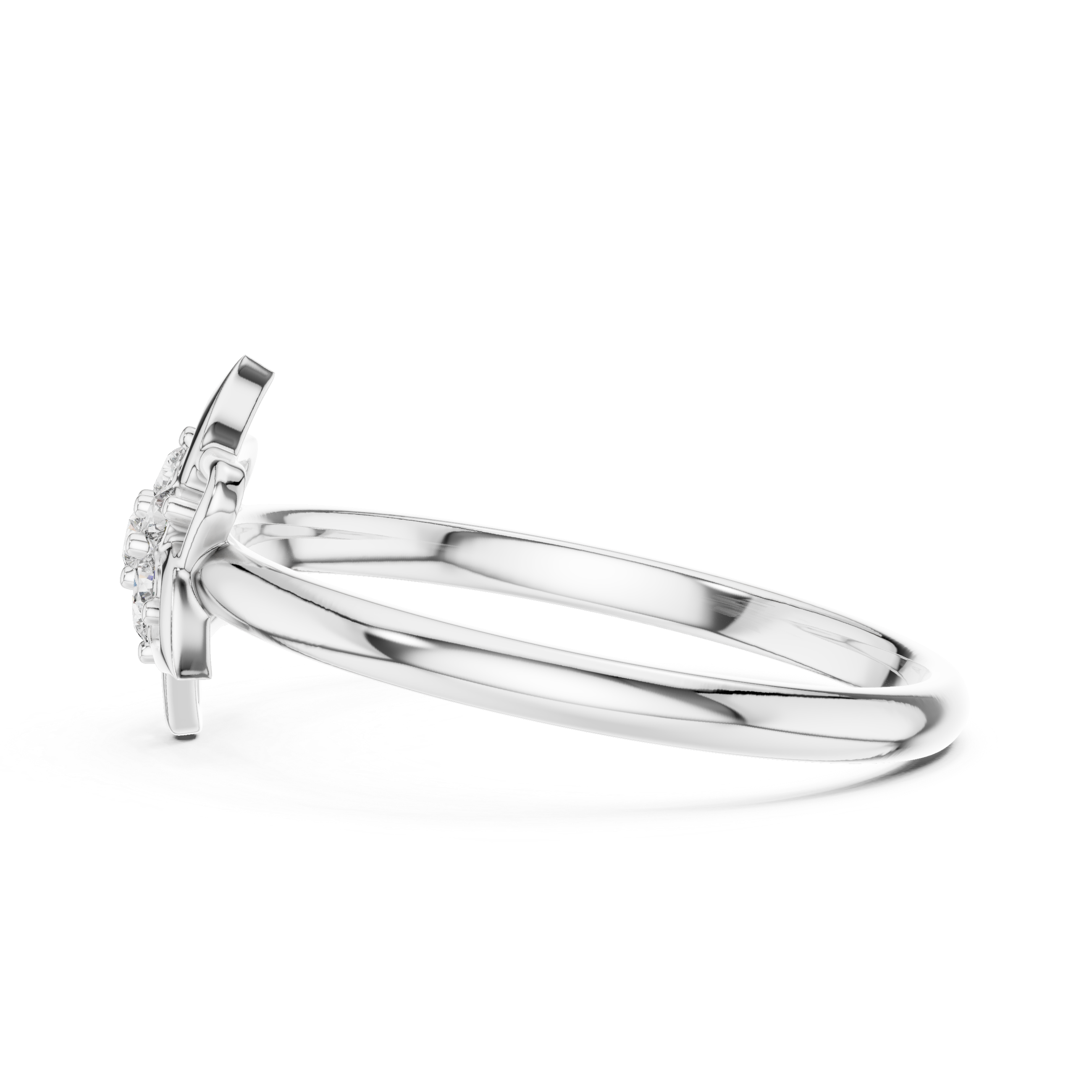 Six-Point Star Diamond Cluster Ring – Geometric Floral Statement Ring