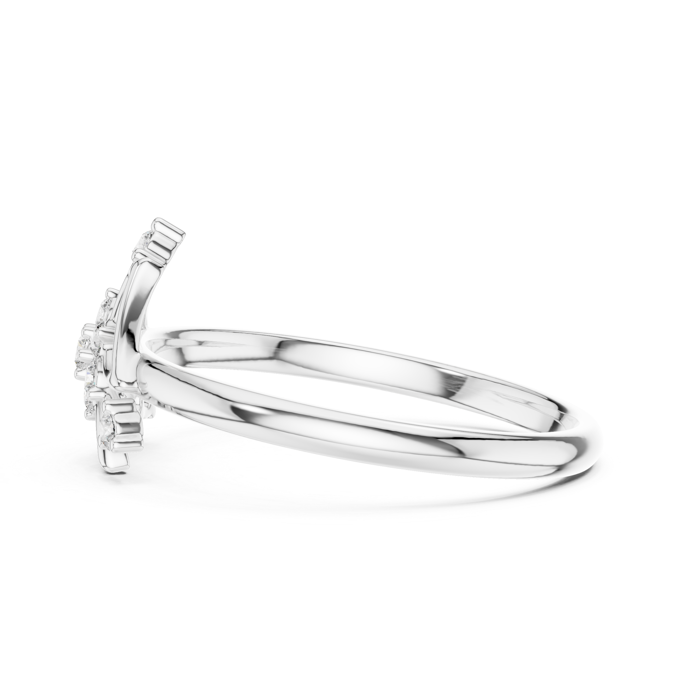 Geometric Trinity Star Diamond Cluster Ring – Celestial Openwork Statement Ring