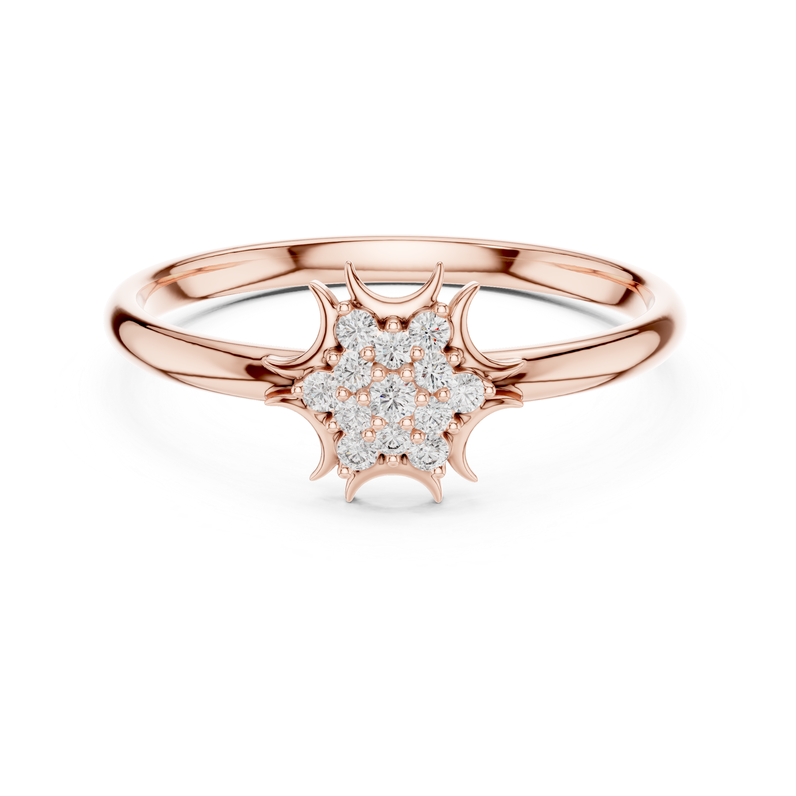 Celestial Sunburst Diamond Cluster Ring – Vintage Inspired Star Halo Ring