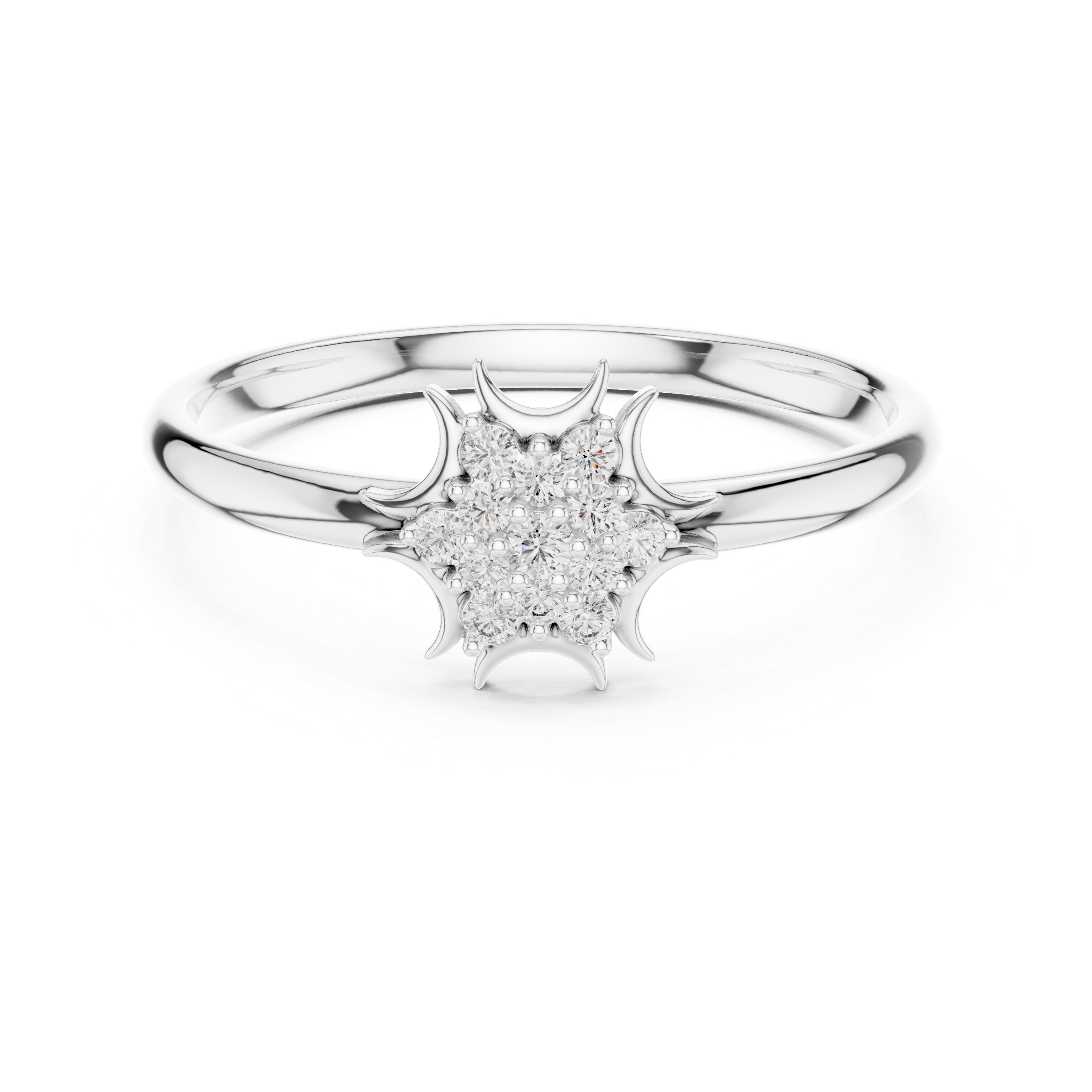 Celestial Sunburst Diamond Cluster Ring – Vintage Inspired Star Halo Ring