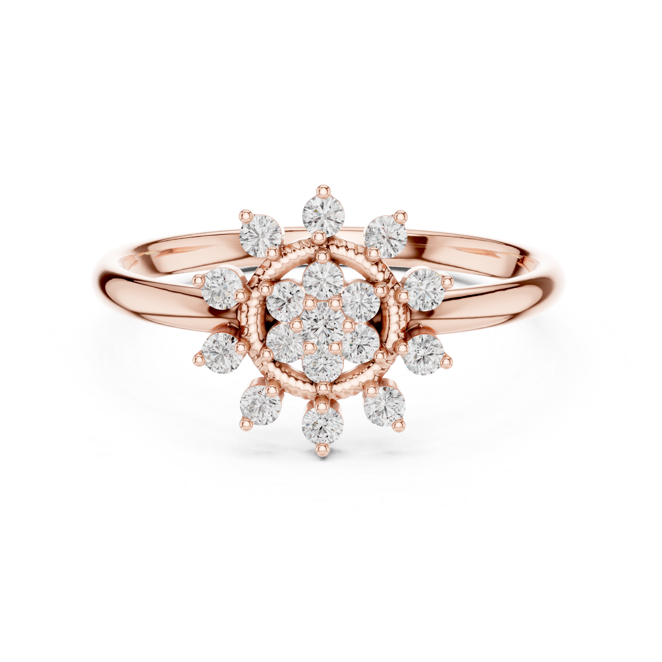 Vintage Sunburst Diamond Cluster Ring – Celestial Halo Statement Ring