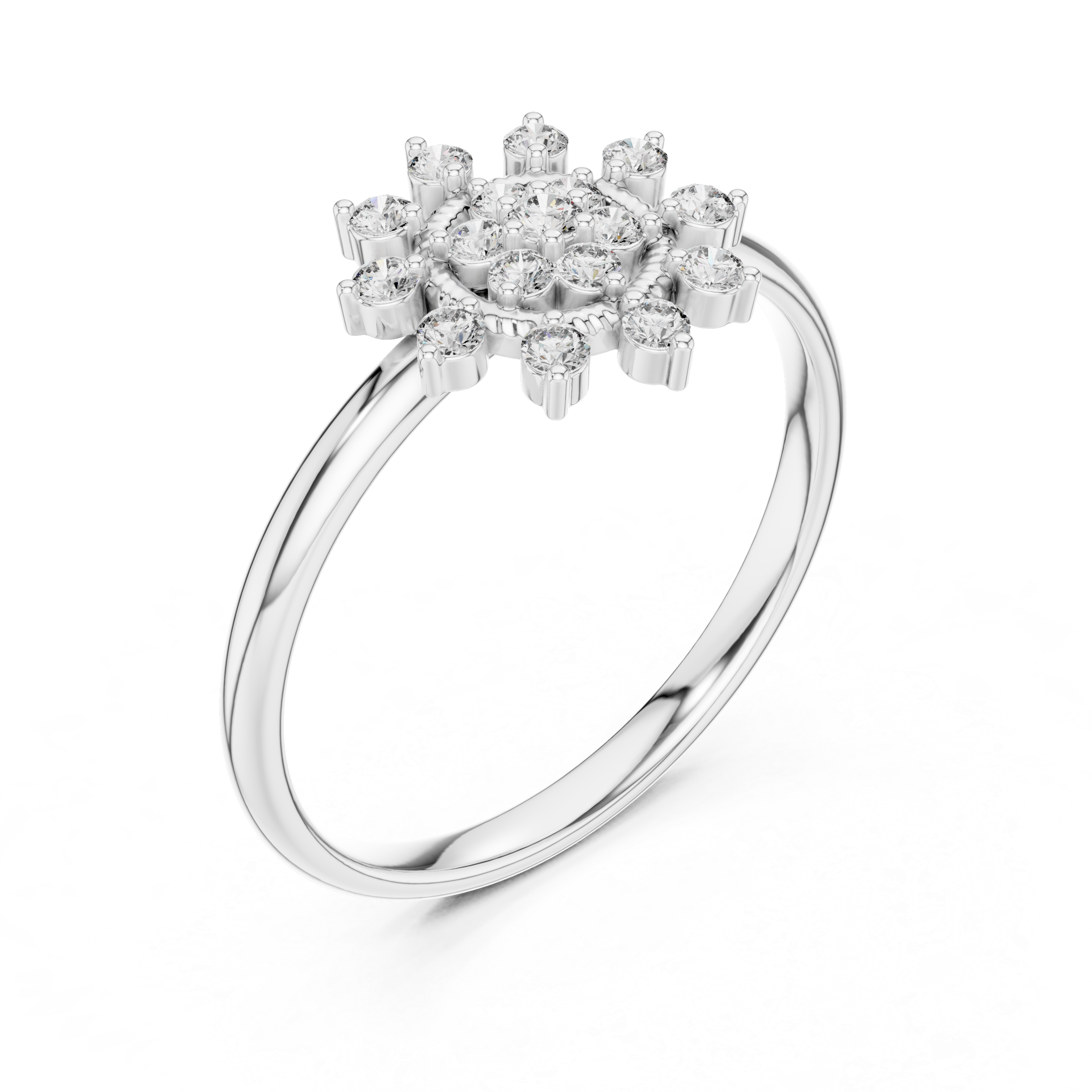 Vintage Sunburst Diamond Cluster Ring – Celestial Halo Statement Ring