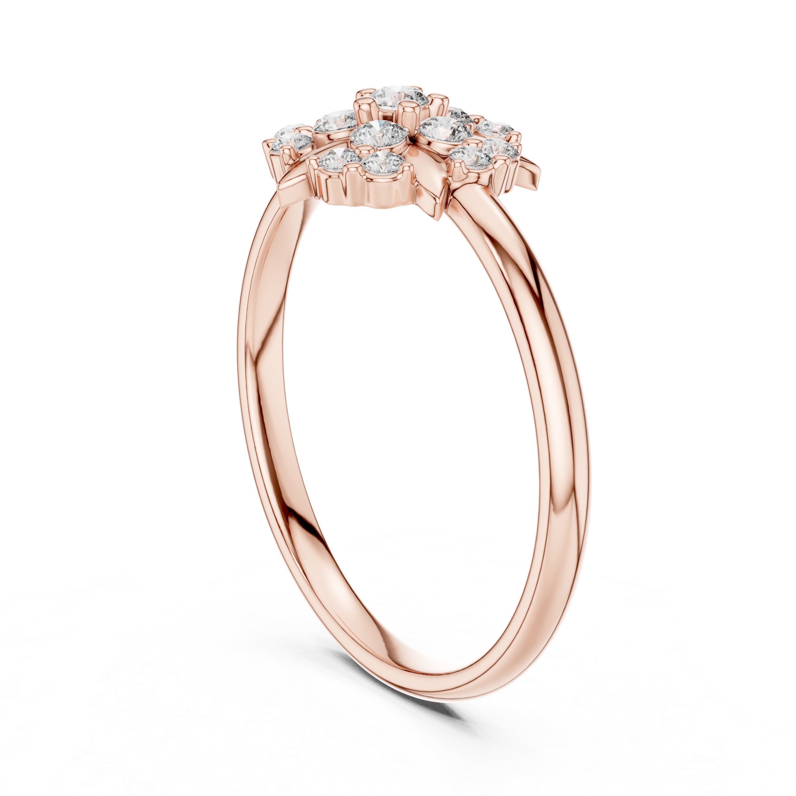 Vintage Starburst Diamond Cluster Ring – Celestial Floral Halo Ring