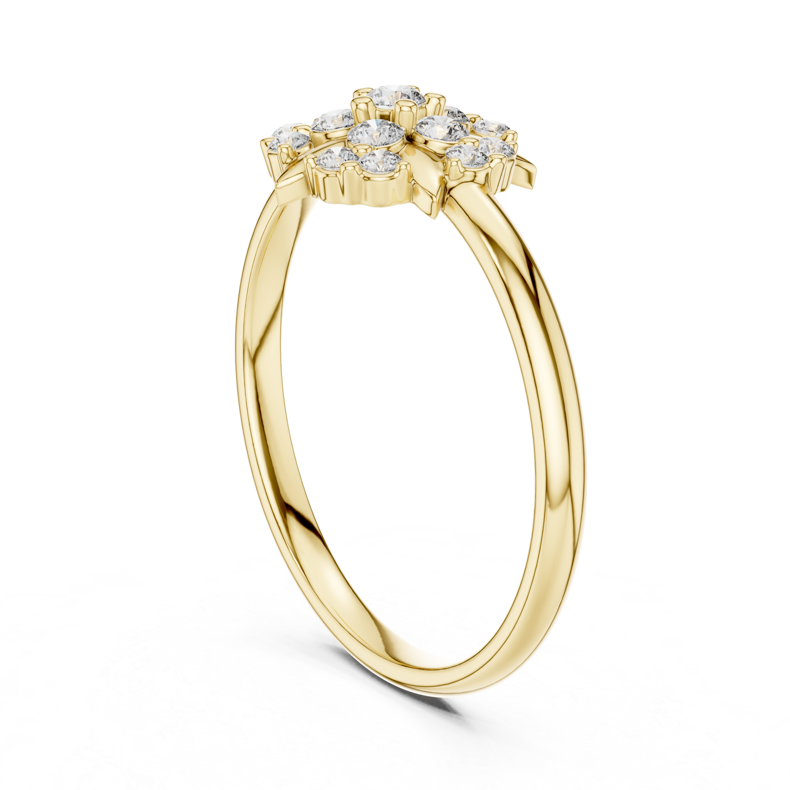 Vintage Starburst Diamond Cluster Ring – Celestial Floral Halo Ring