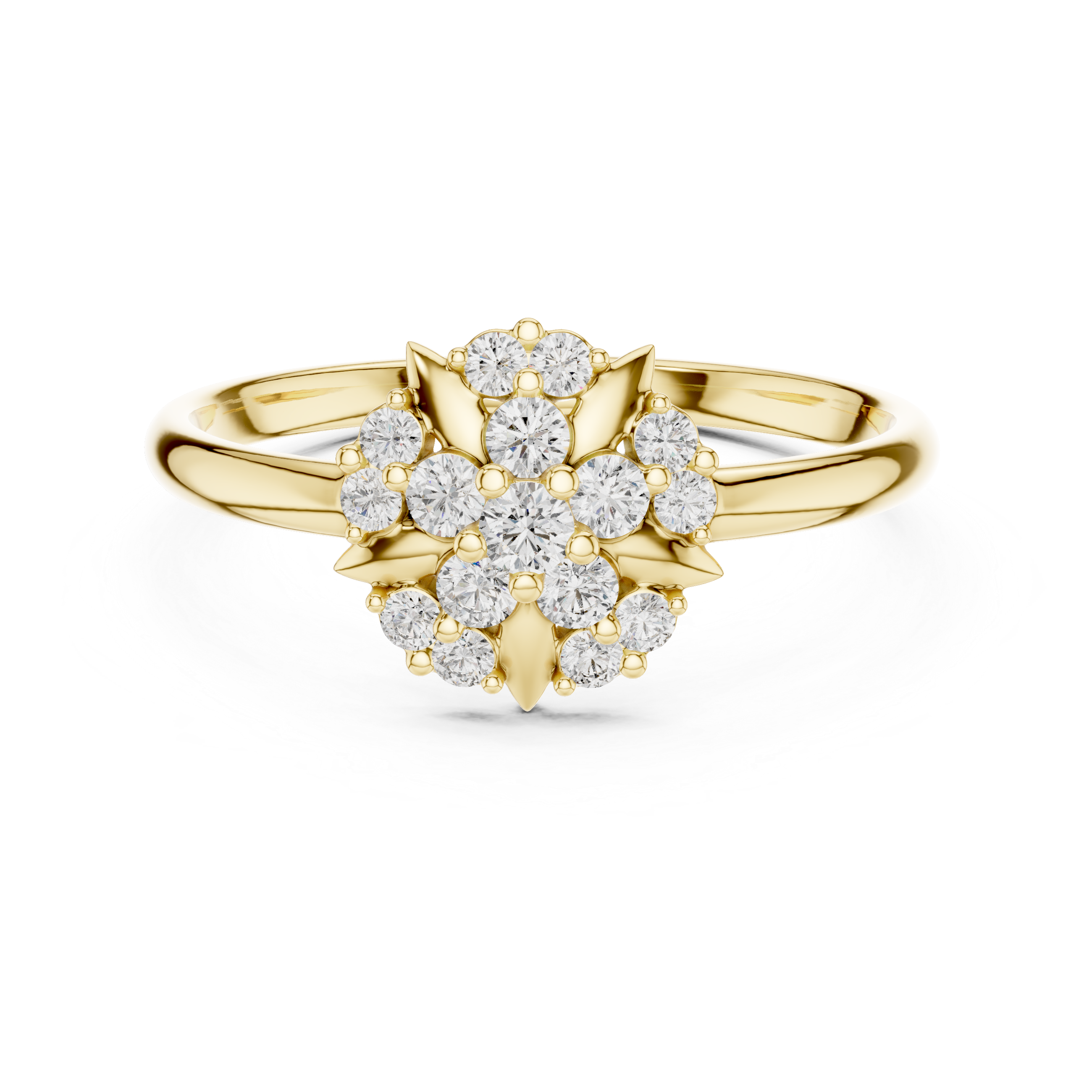 Vintage Starburst Diamond Cluster Ring – Celestial Floral Halo Ring