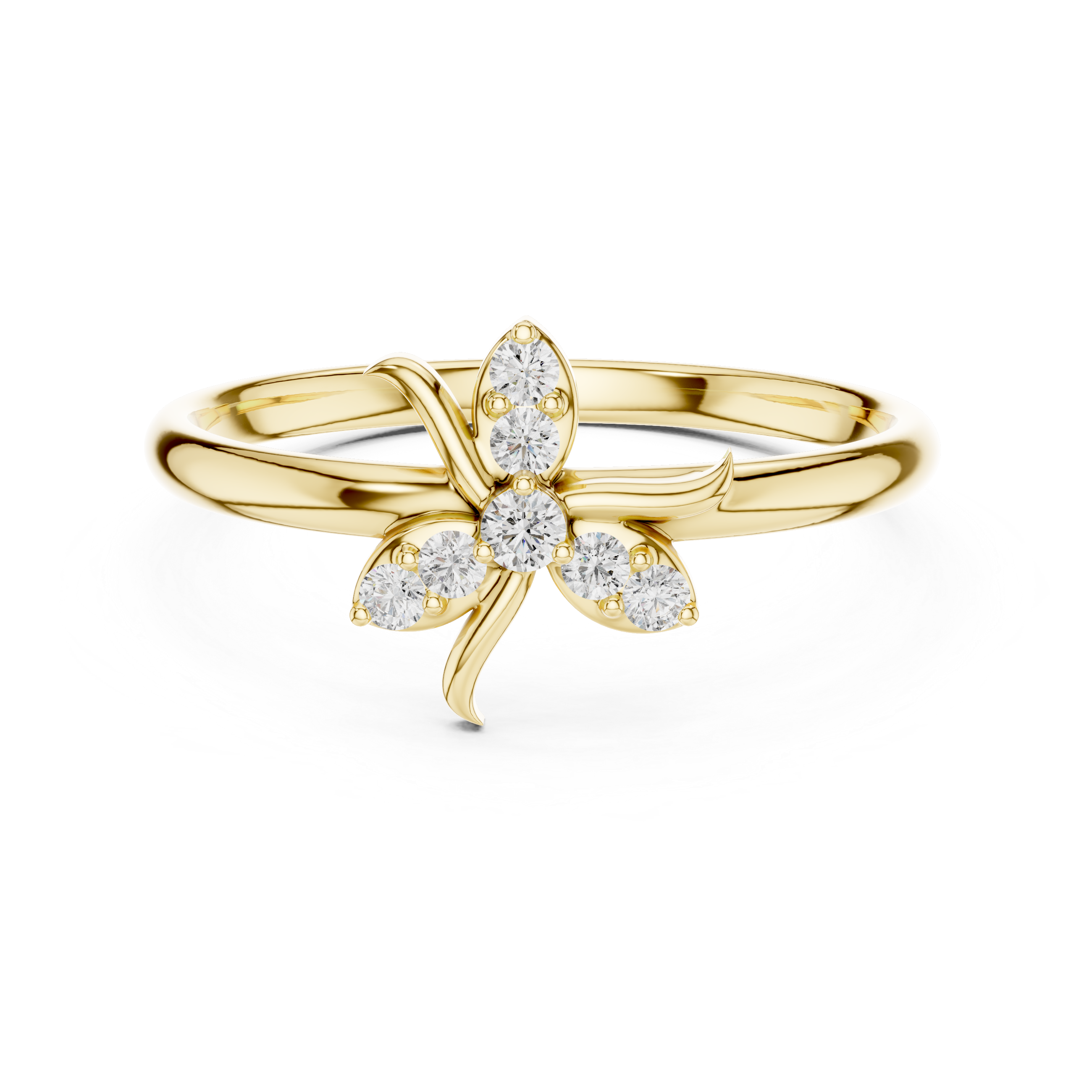 Floral Swirl Diamond Ring – Elegant Petal Twist Design