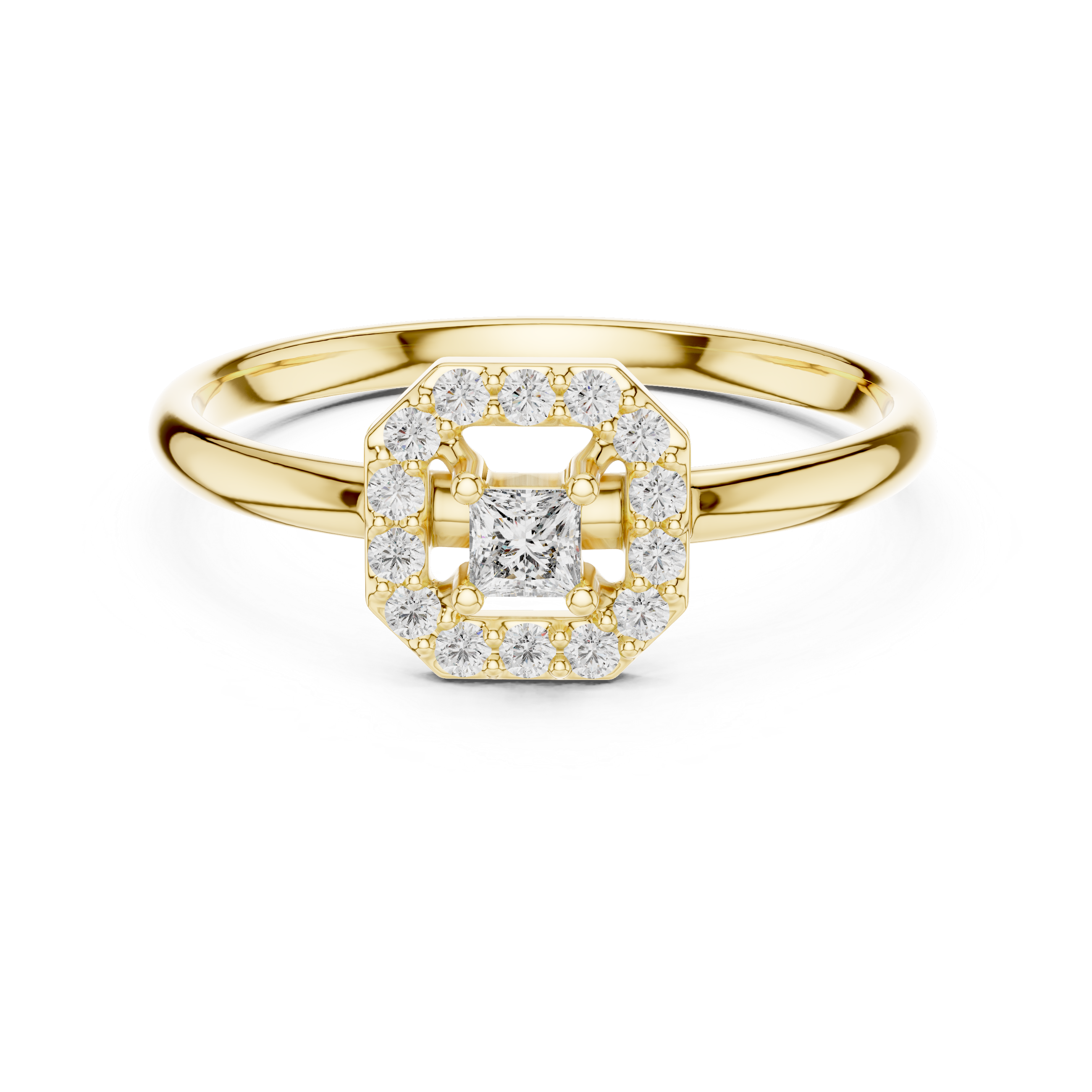 Princess Cut Halo Ring – Geometric Diamond Frame Design