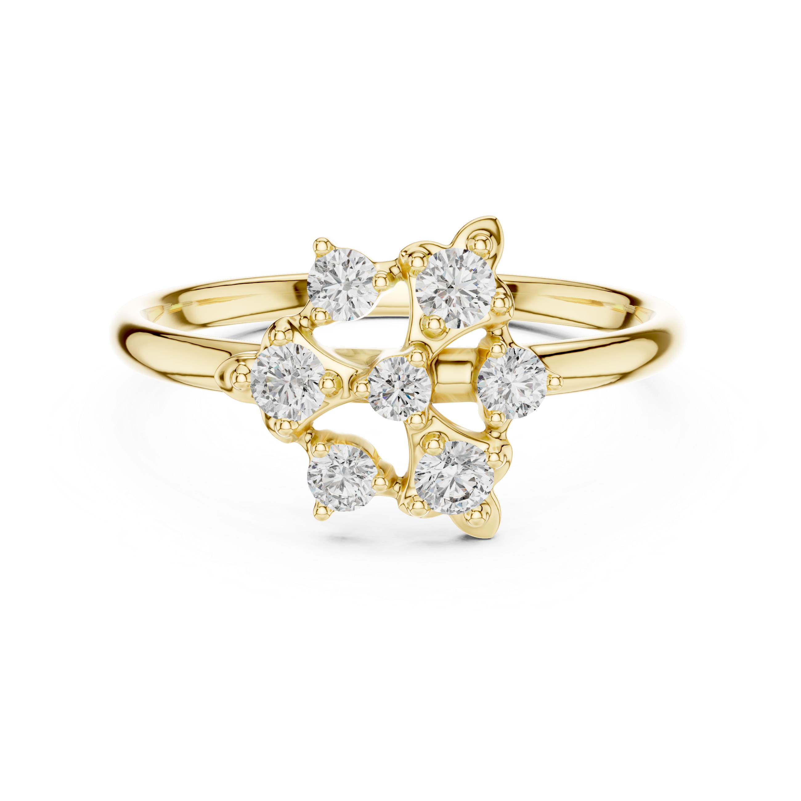 Abstract Diamond Cluster Ring – Modern Artistic Floral Design