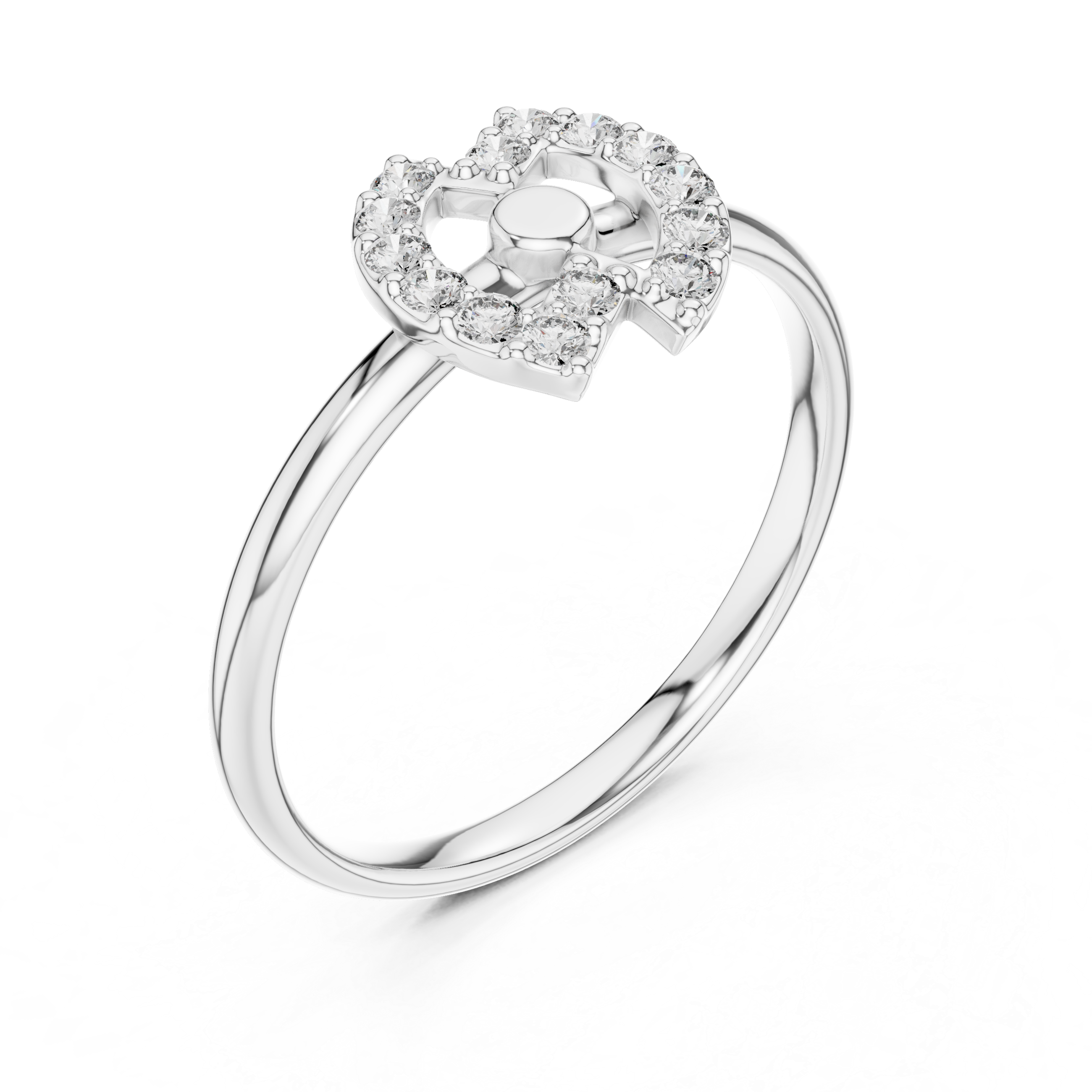 Double Crescent Diamond Halo Ring