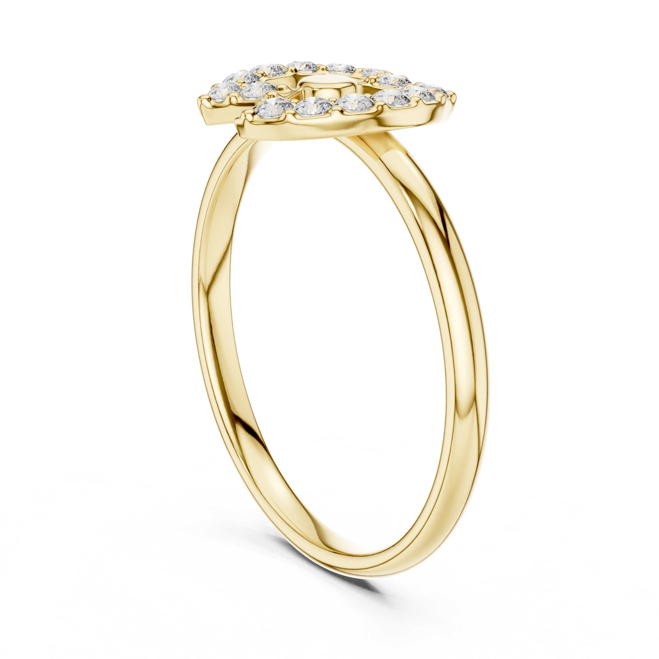 Double Crescent Diamond Halo Ring