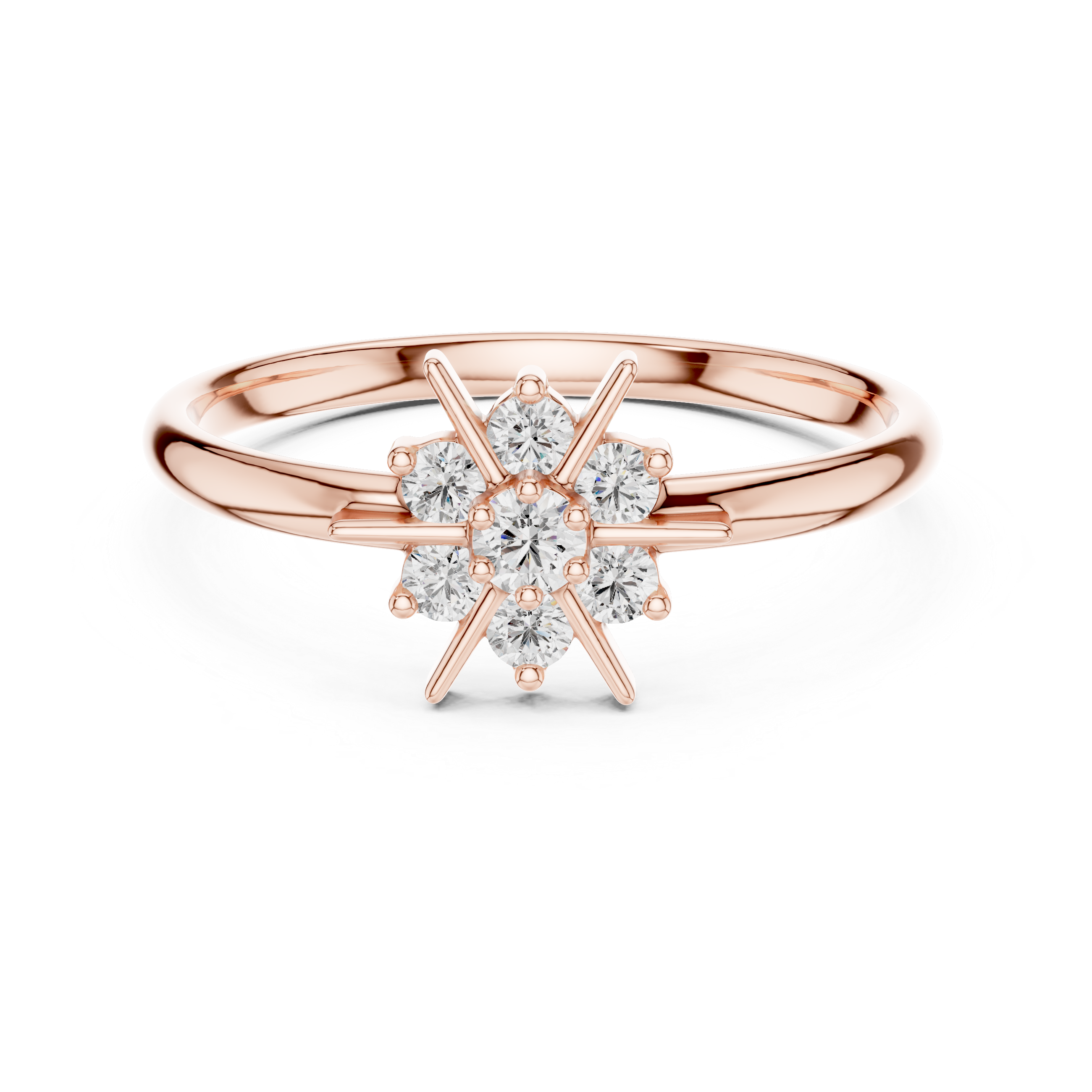 Starburst Diamond Cluster Ring
