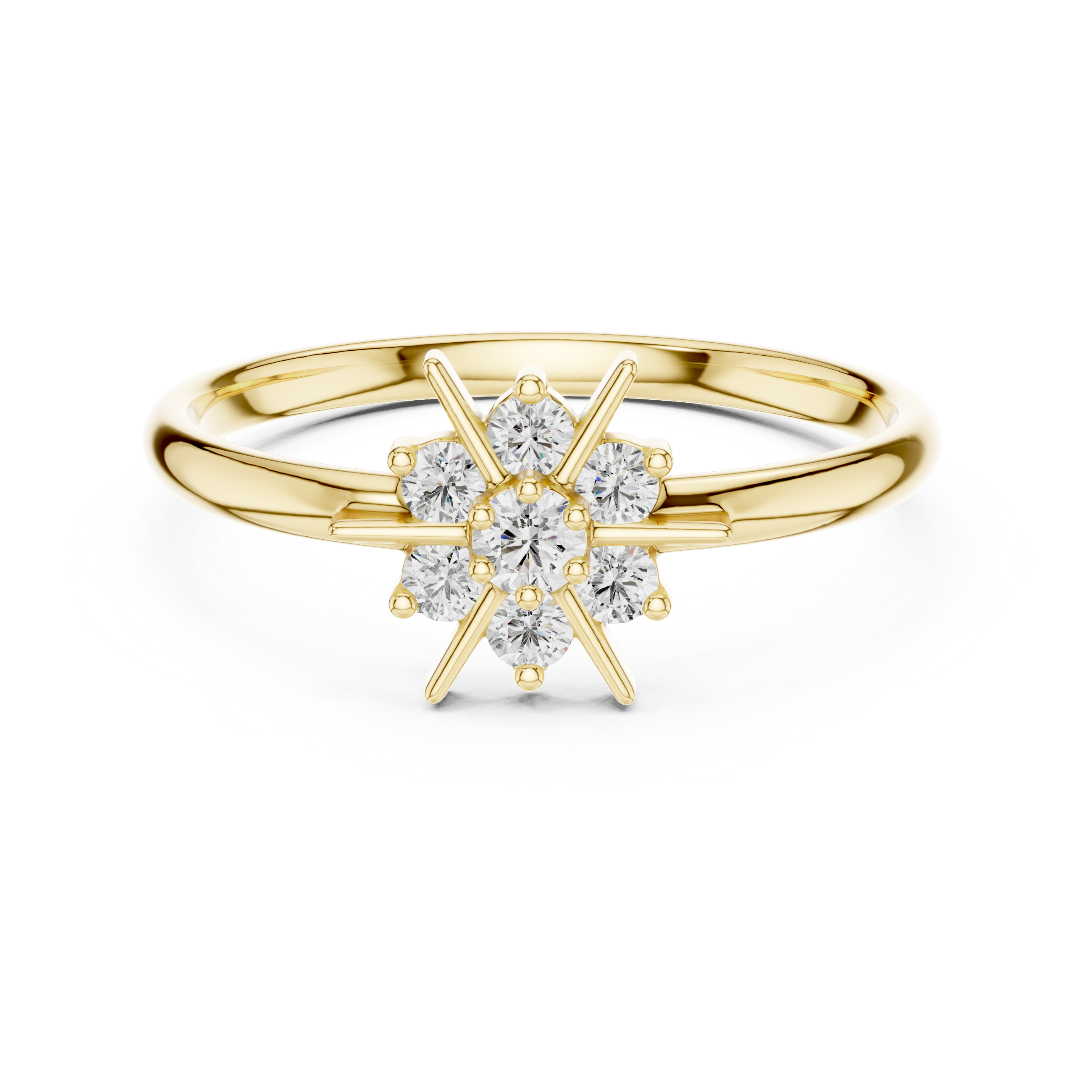 Starburst Diamond Cluster Ring