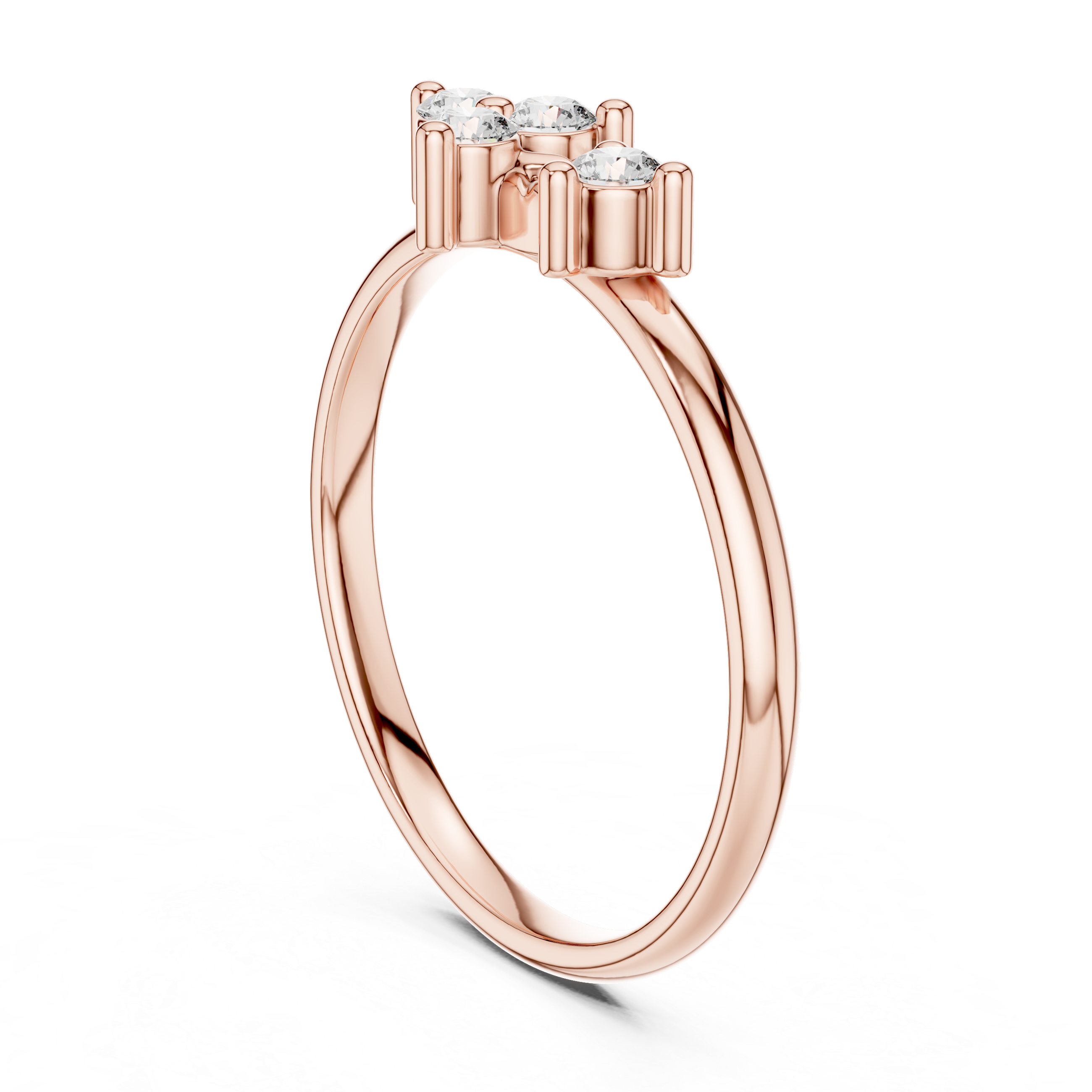Leaf Motif Diamond Cluster Ring