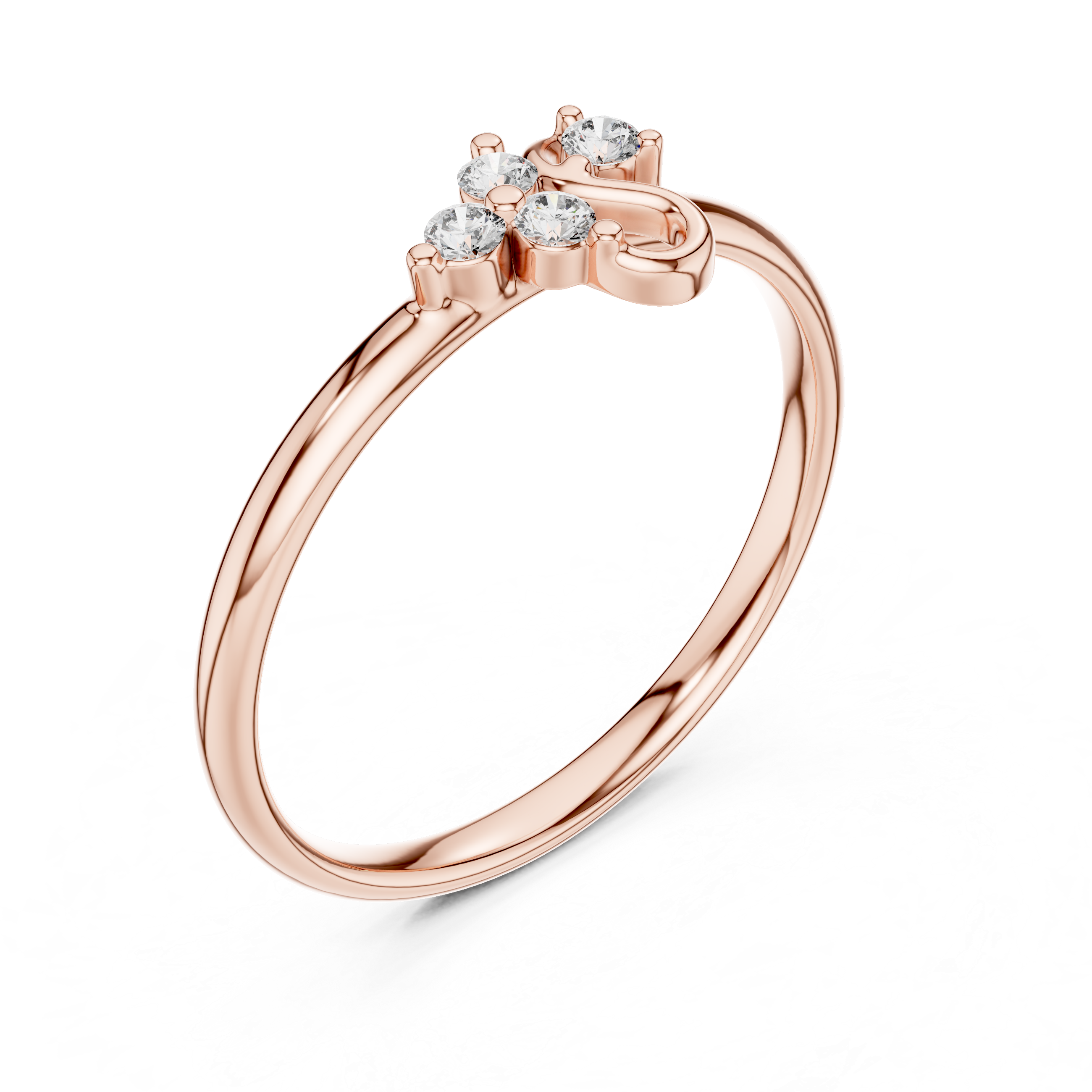 Asymmetrical Swirl Diamond Cluster Ring