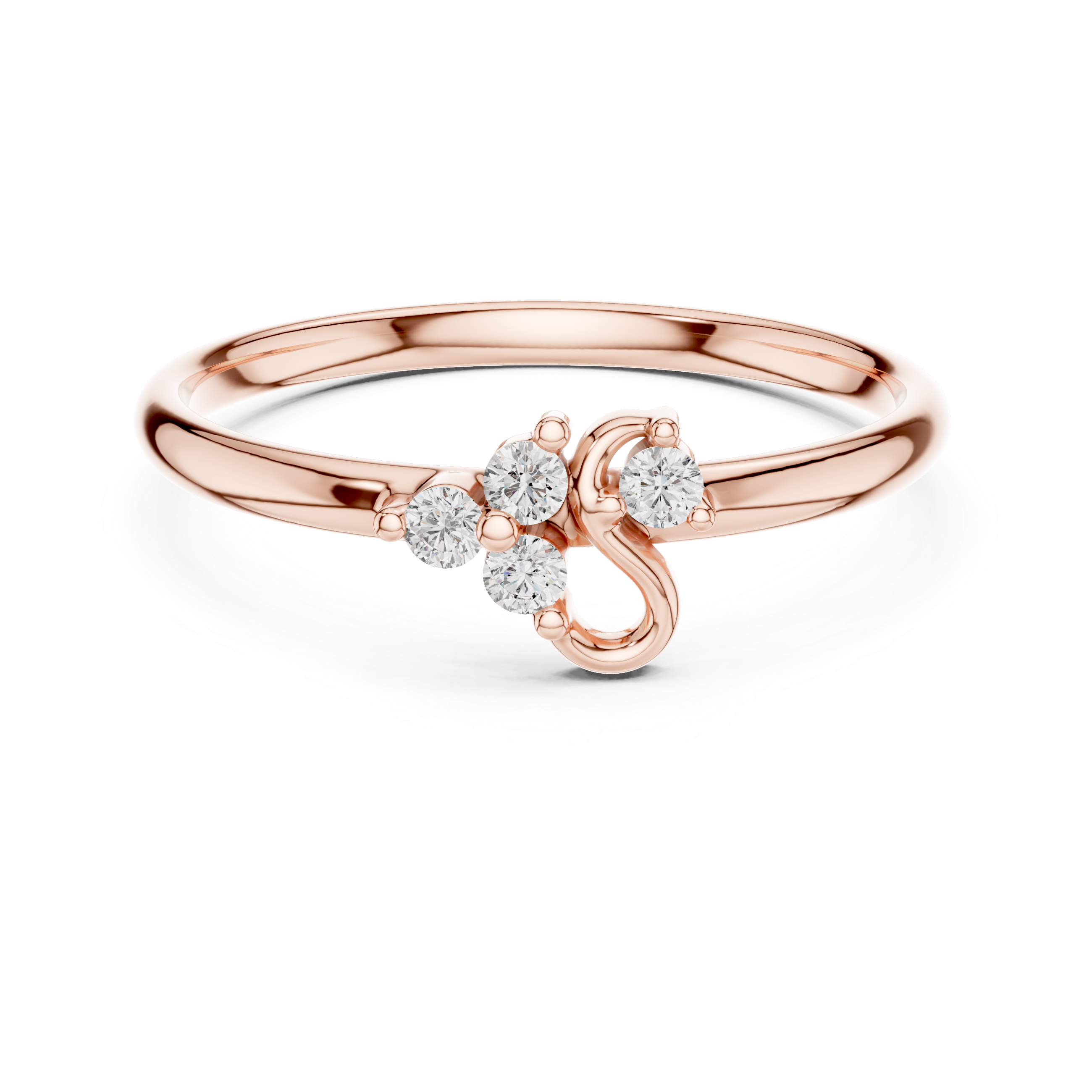 Asymmetrical Swirl Diamond Cluster Ring