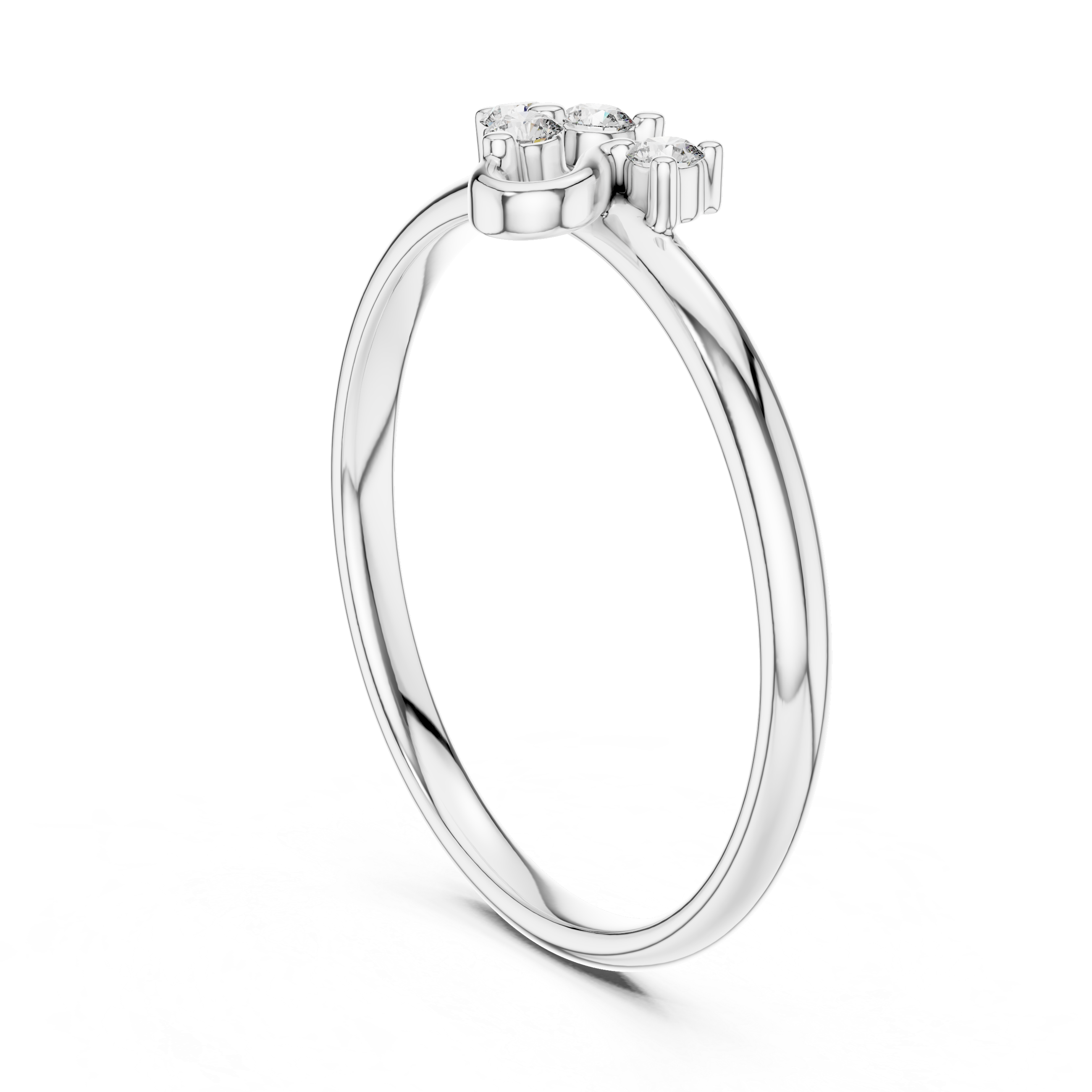 Asymmetrical Swirl Diamond Cluster Ring