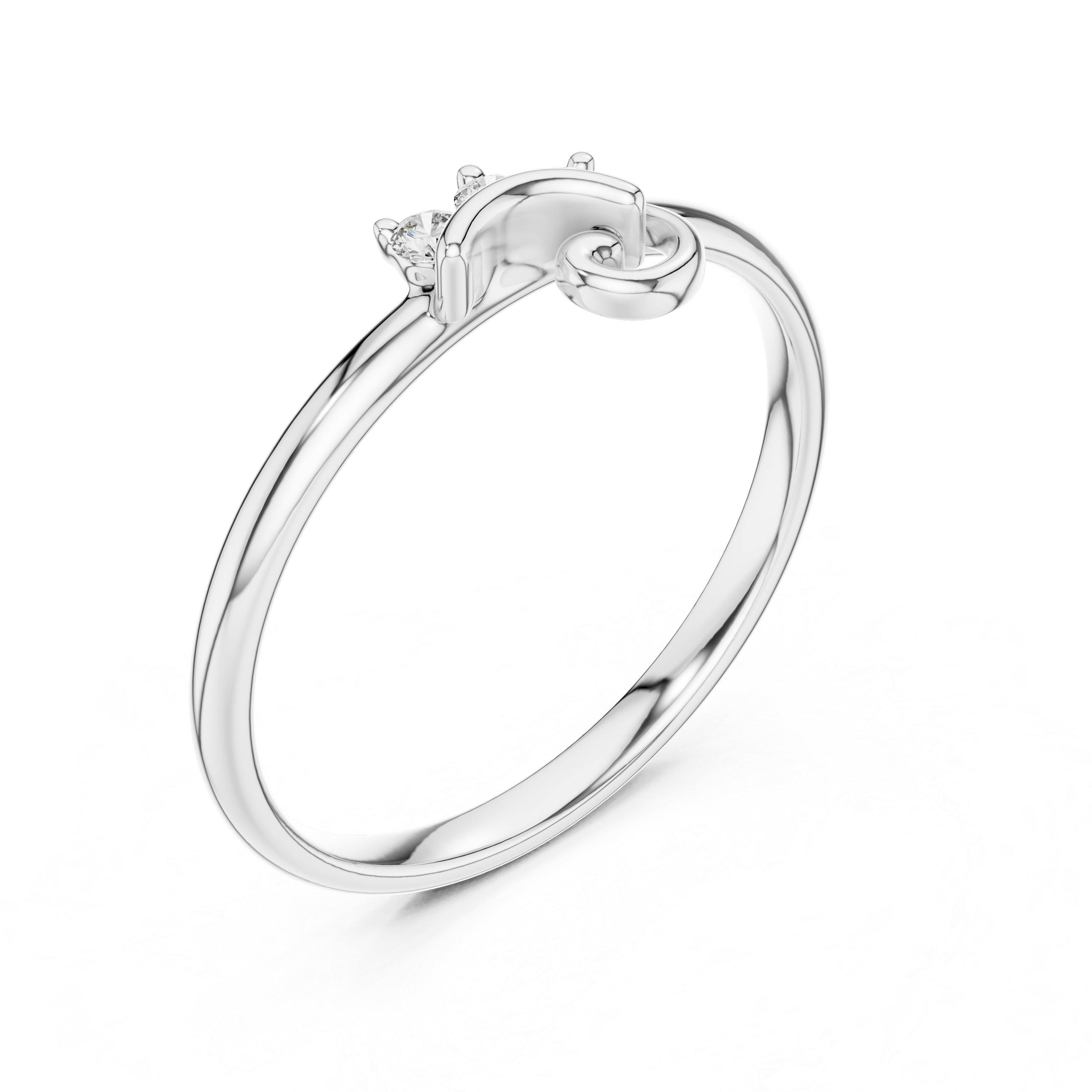 Triple Stone Swirl Accent Diamond Ring