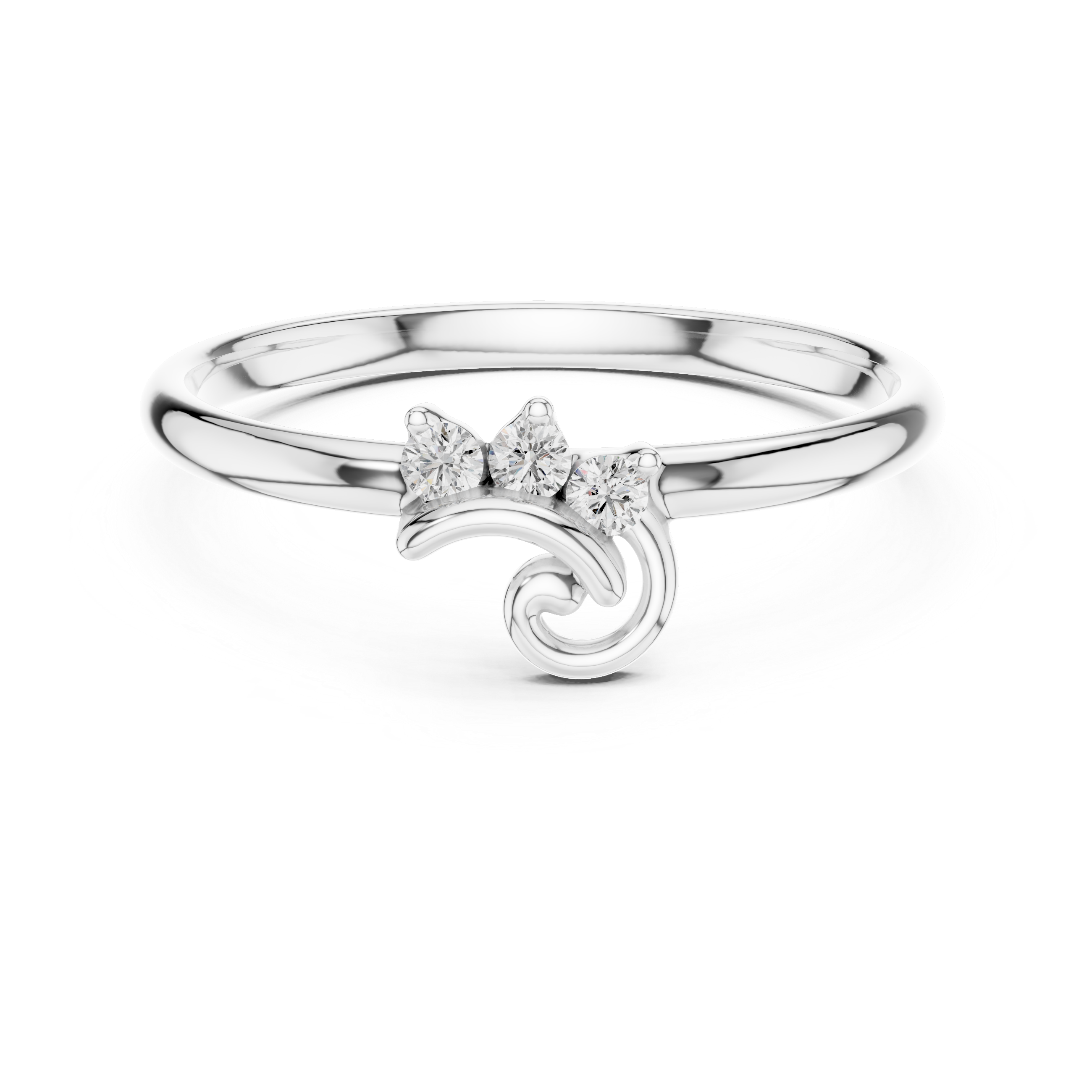 Triple Stone Swirl Accent Diamond Ring