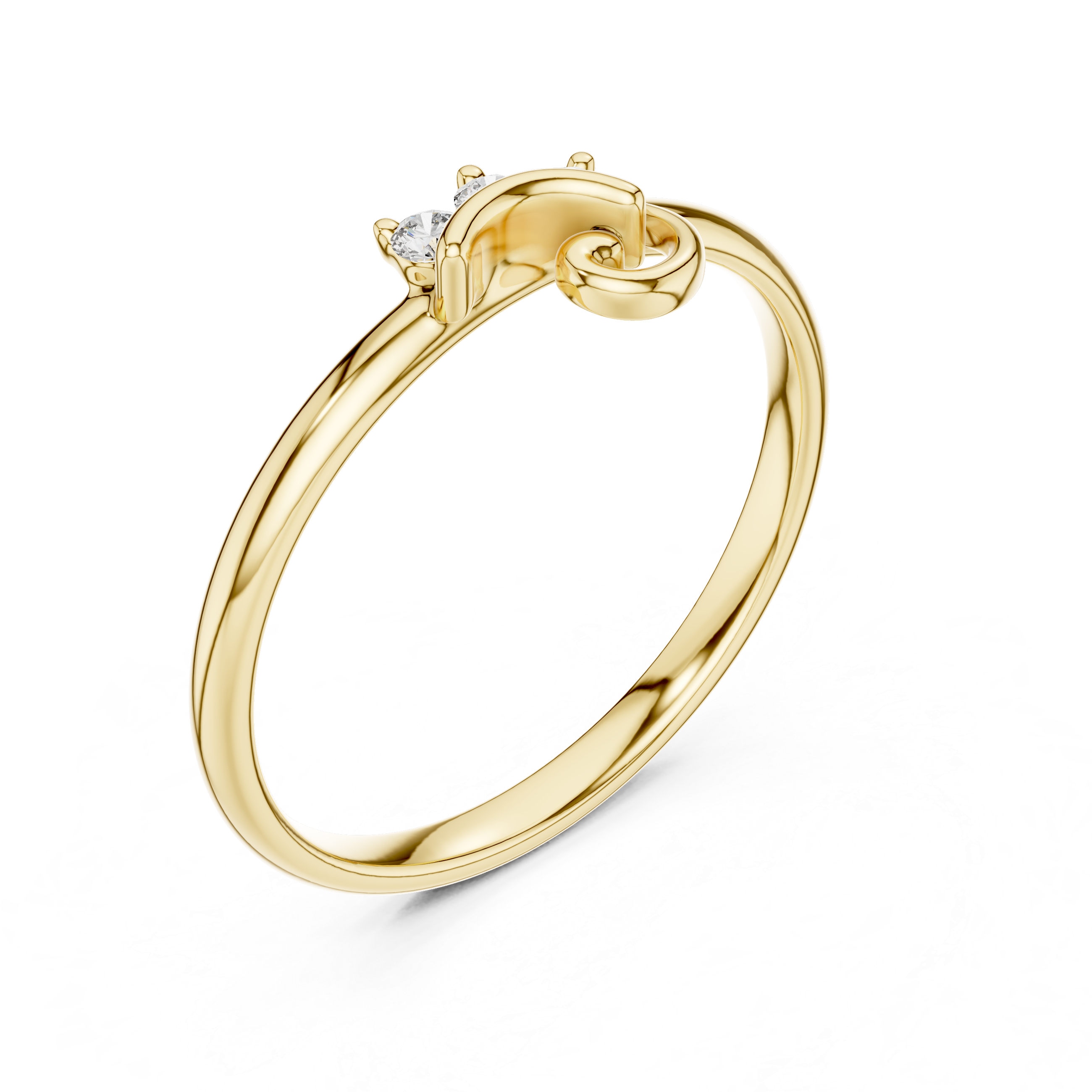 Triple Stone Swirl Accent Diamond Ring