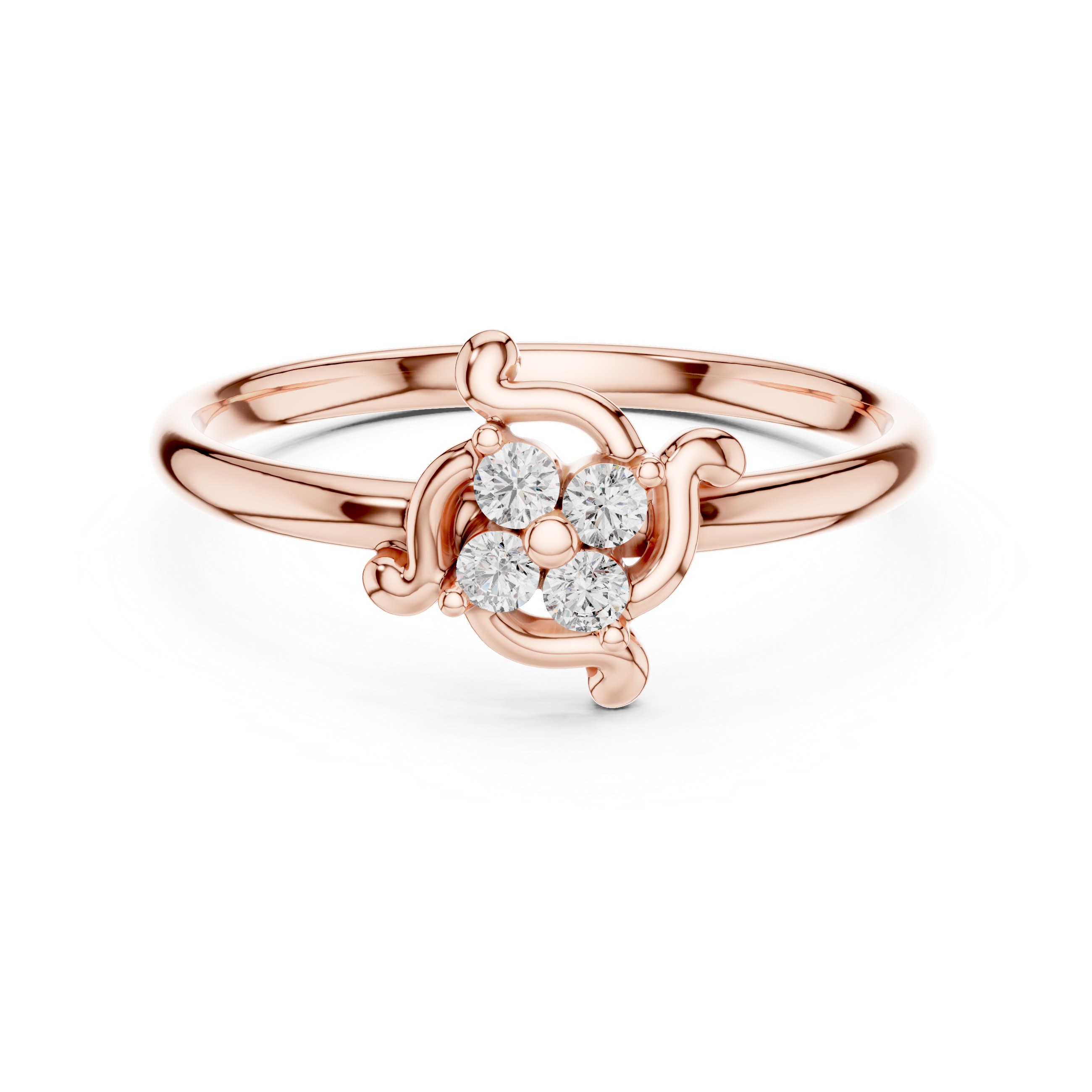 Swirl Frame Diamond Cluster Ring