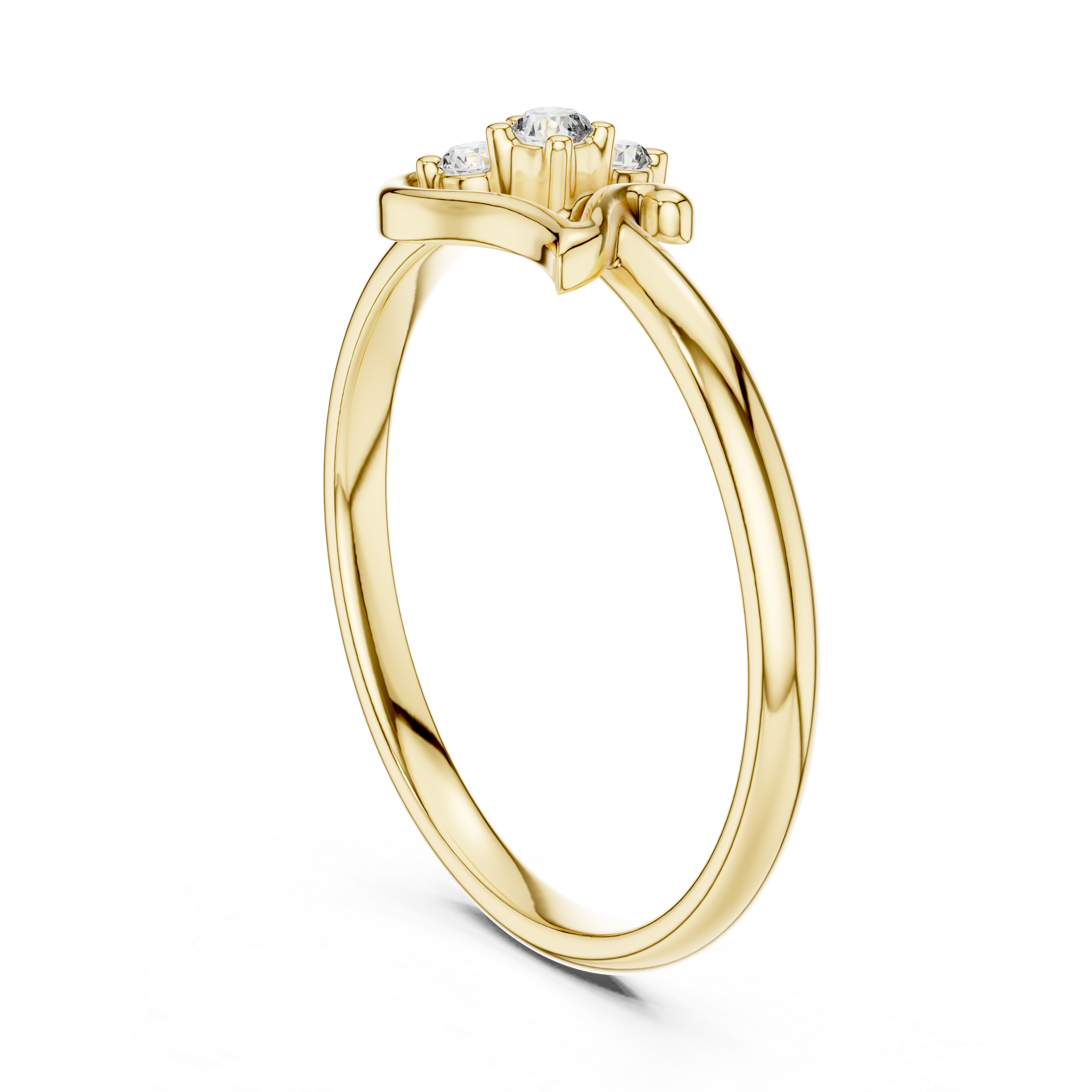 Elegant Leaf Swirl Diamond Ring