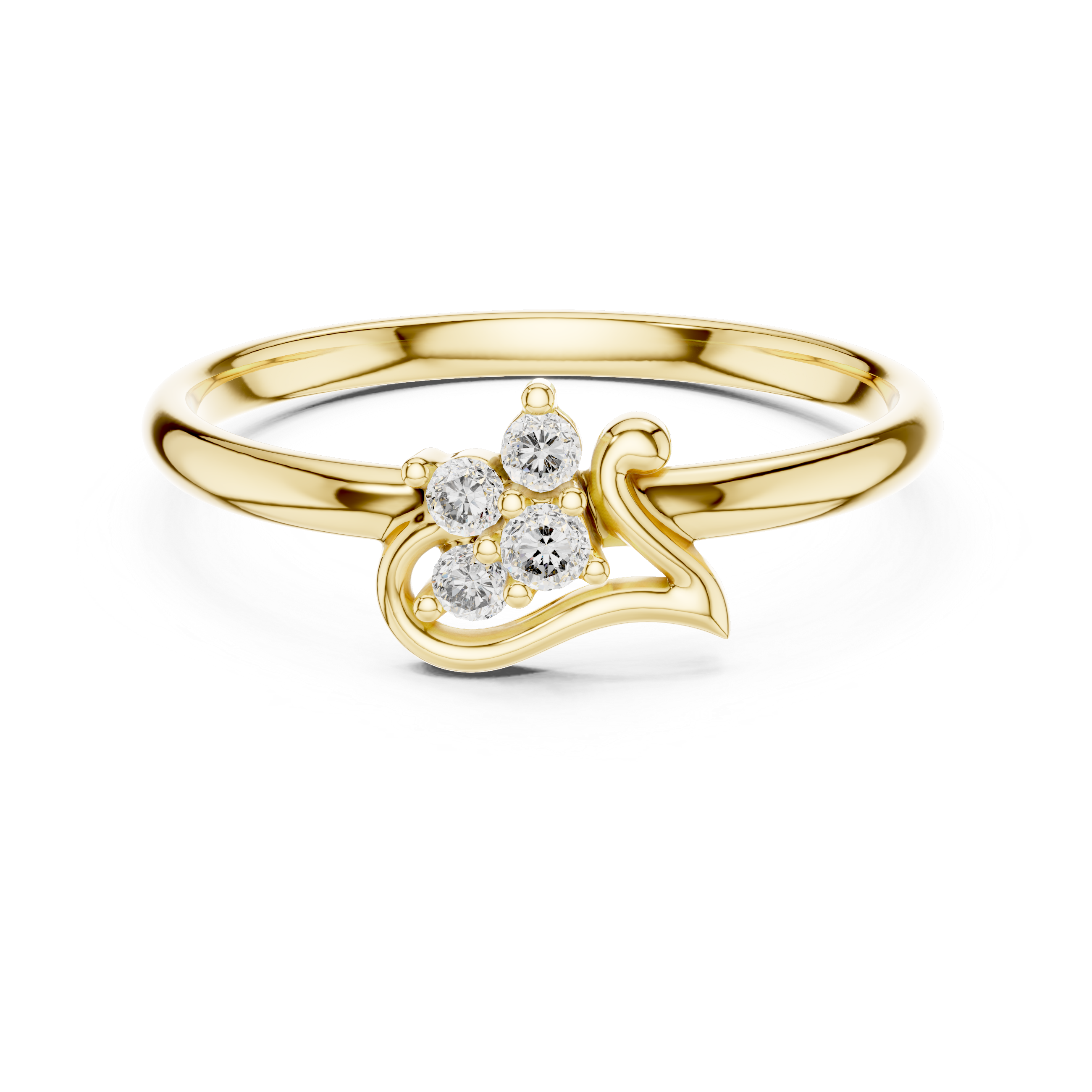 Elegant Leaf Swirl Diamond Ring