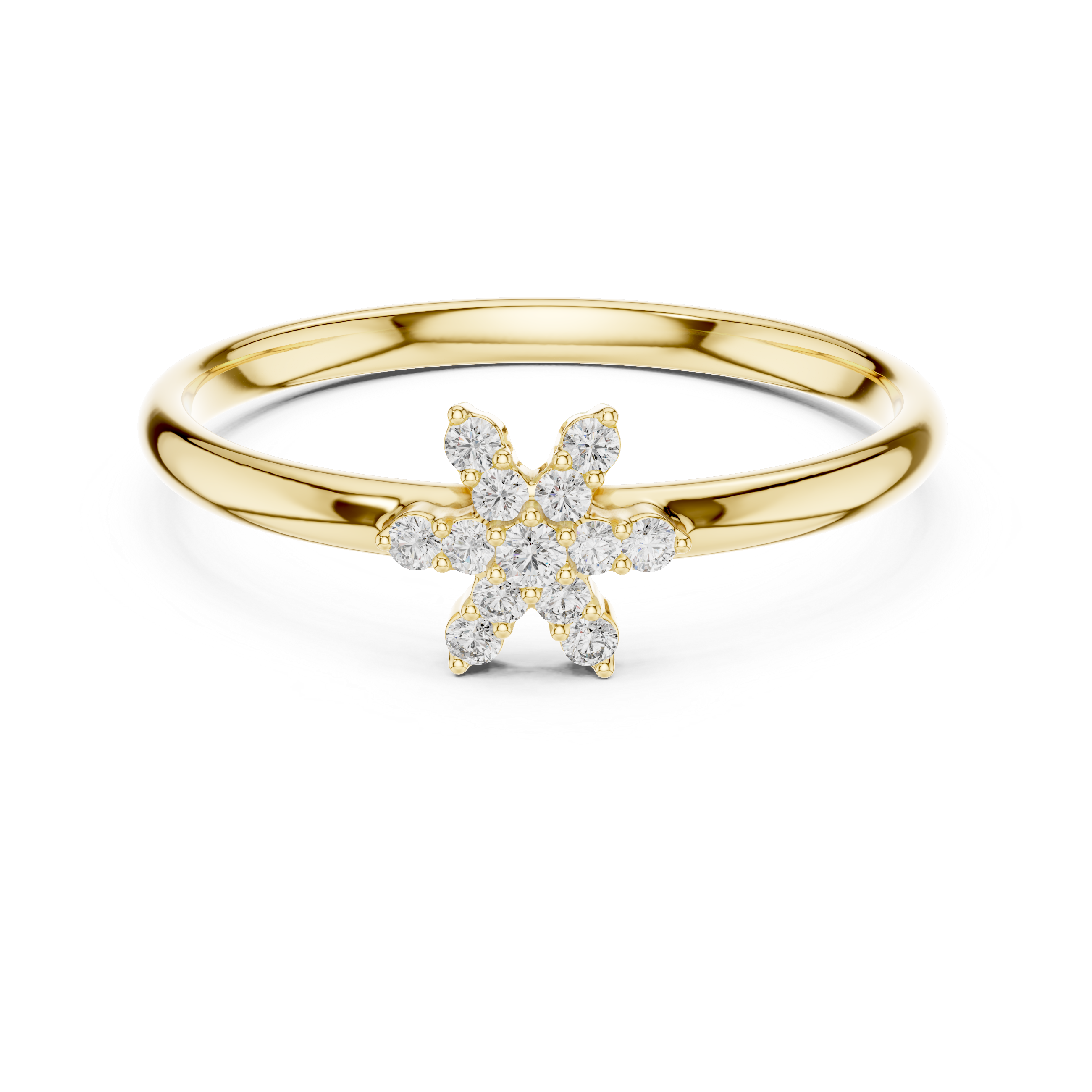 Snowflake Diamond Cluster Ring