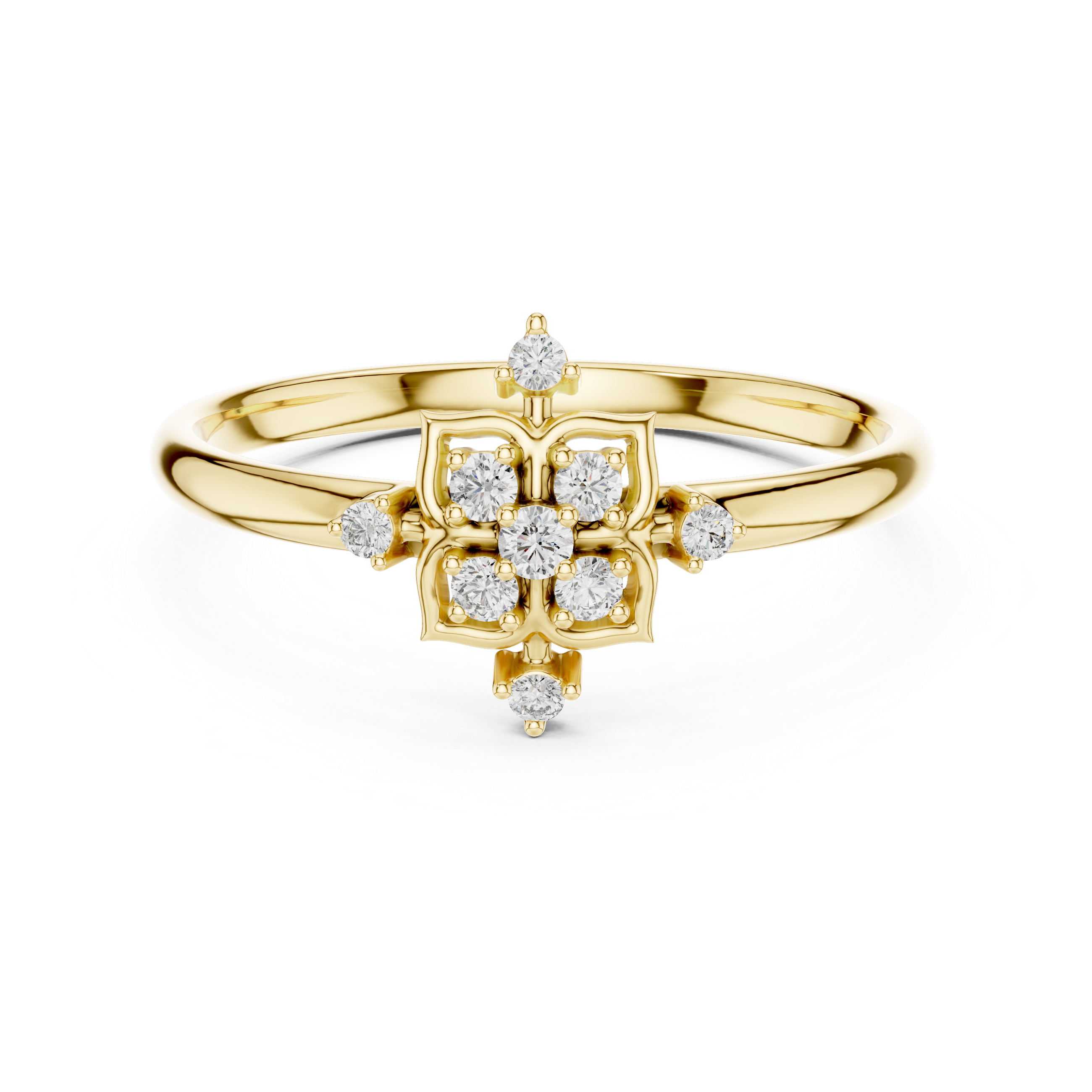 Geometric Floral Diamond Ring