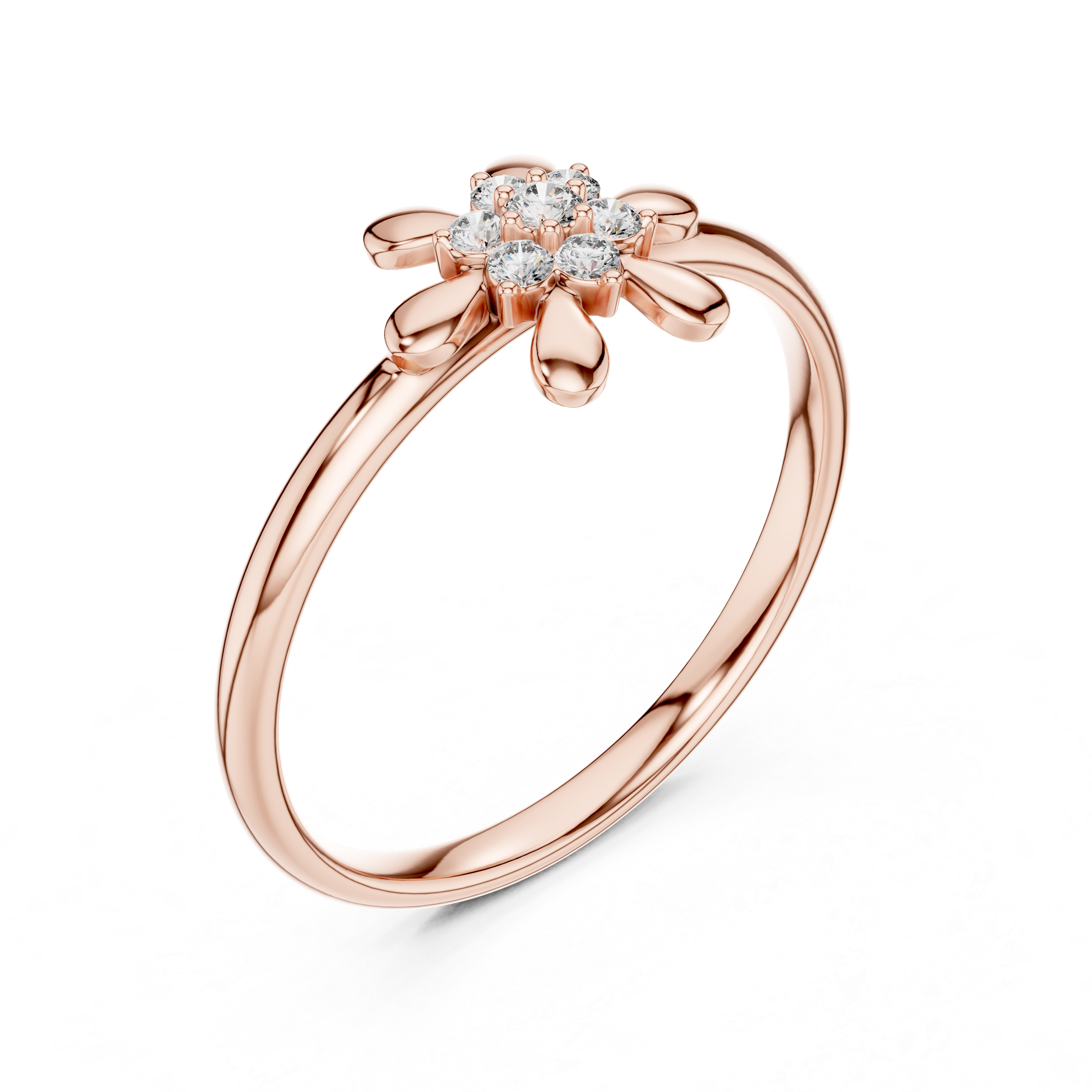 Minimal Diamond Flower Ring