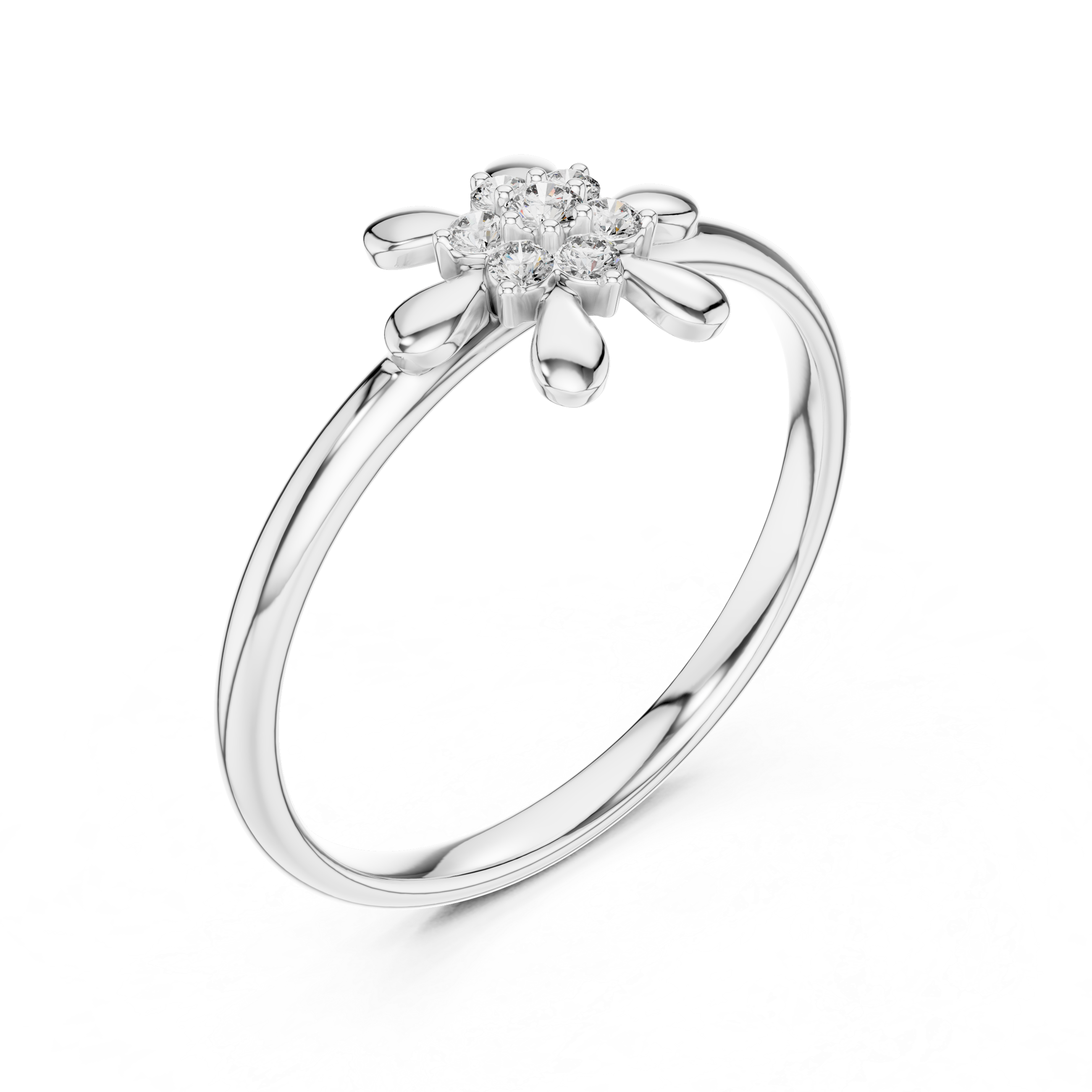 Minimal Diamond Flower Ring