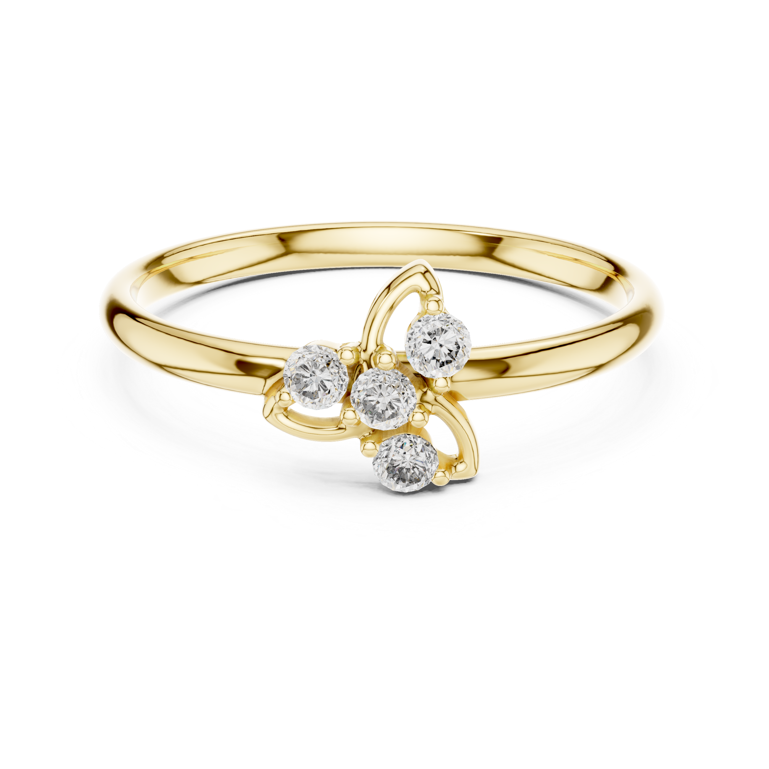 Minimalist Diamond Leaf Cluster Ring