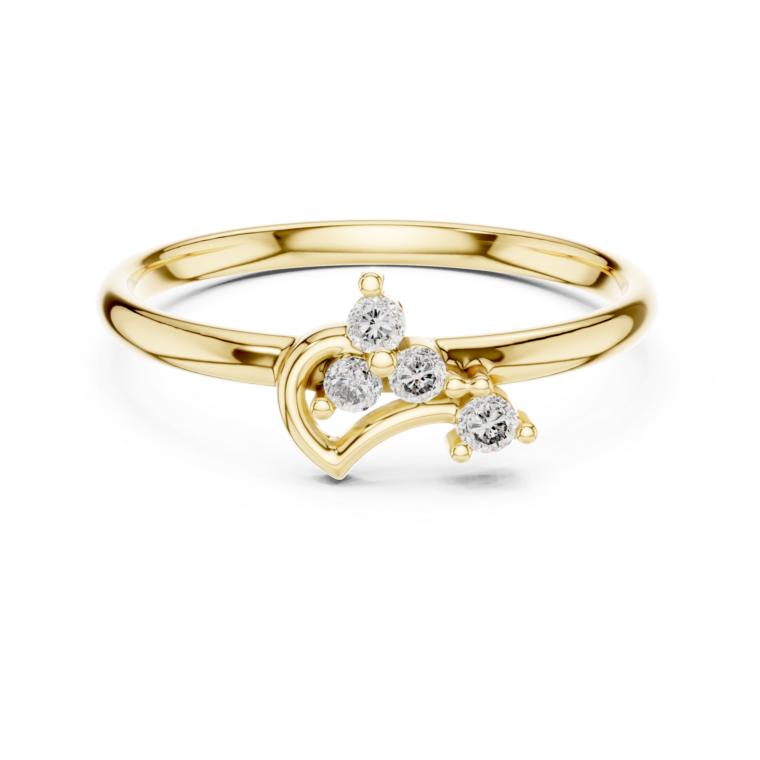 Elegant Curved Diamond Ring – Minimal Heart-Inspired Gold Design