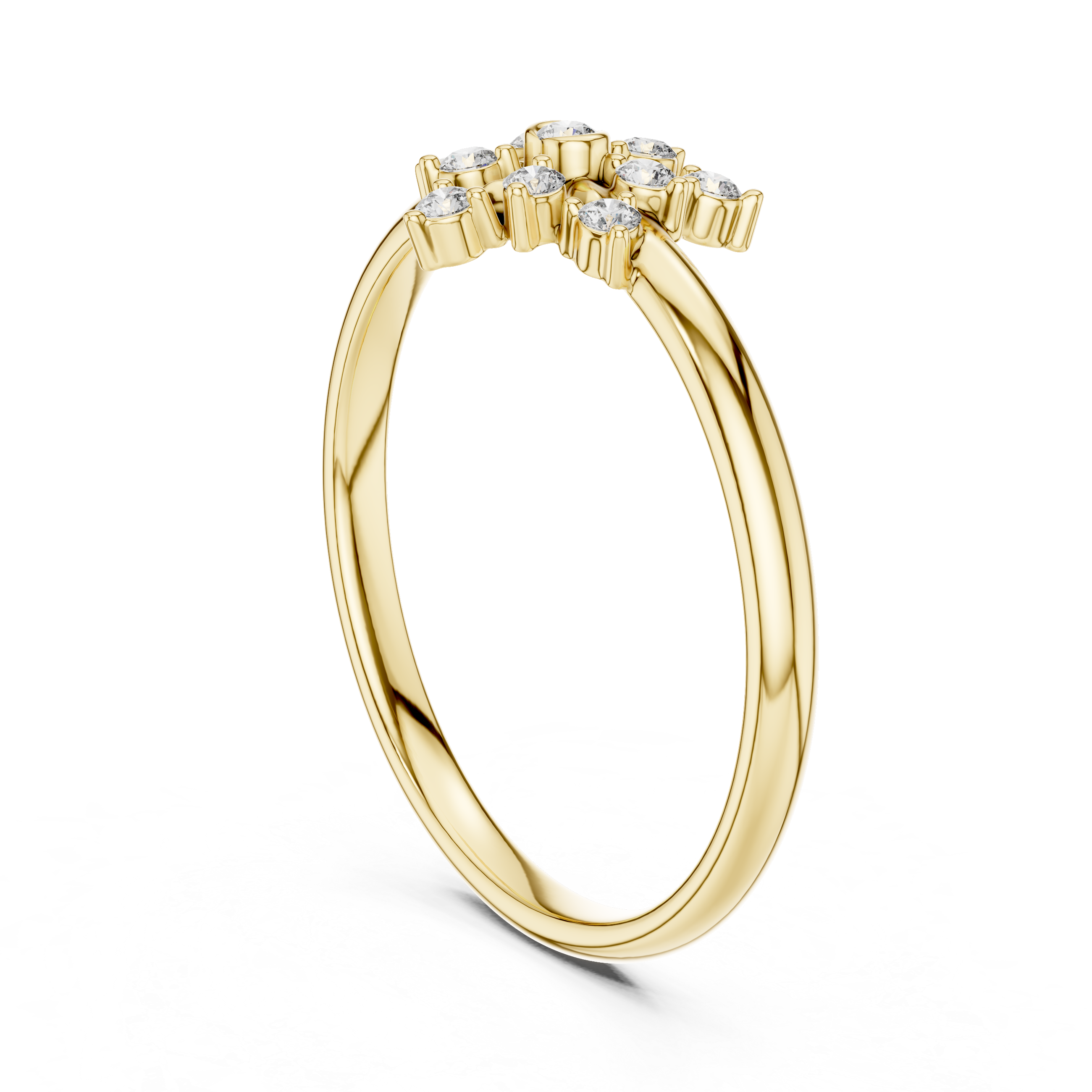 Radiant Floral Diamond Cluster Ring – Vintage-Inspired Gold Bloom Design