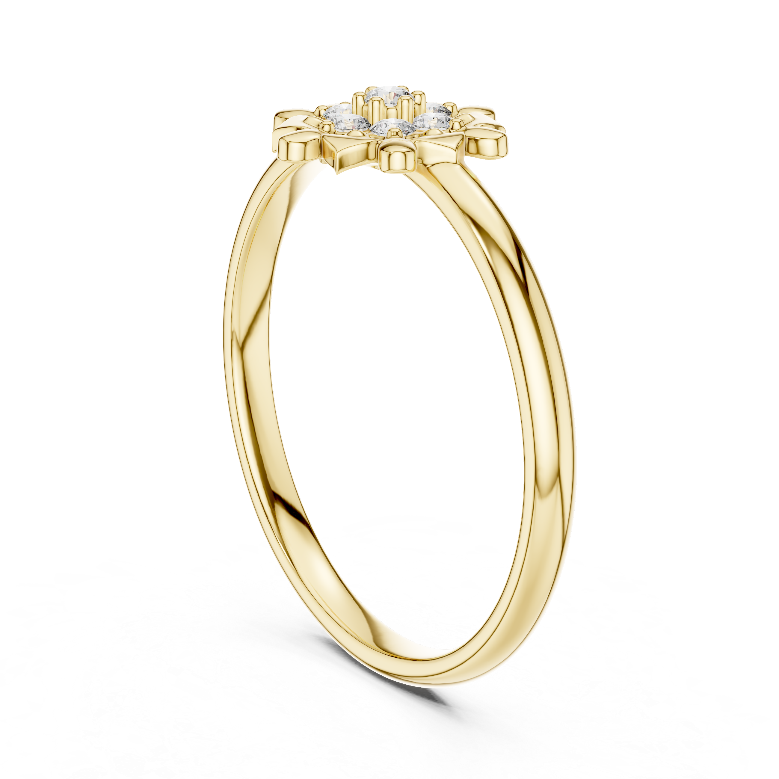 Vintage Floral Diamond Ring – Delicate Petal Cluster Gold Band