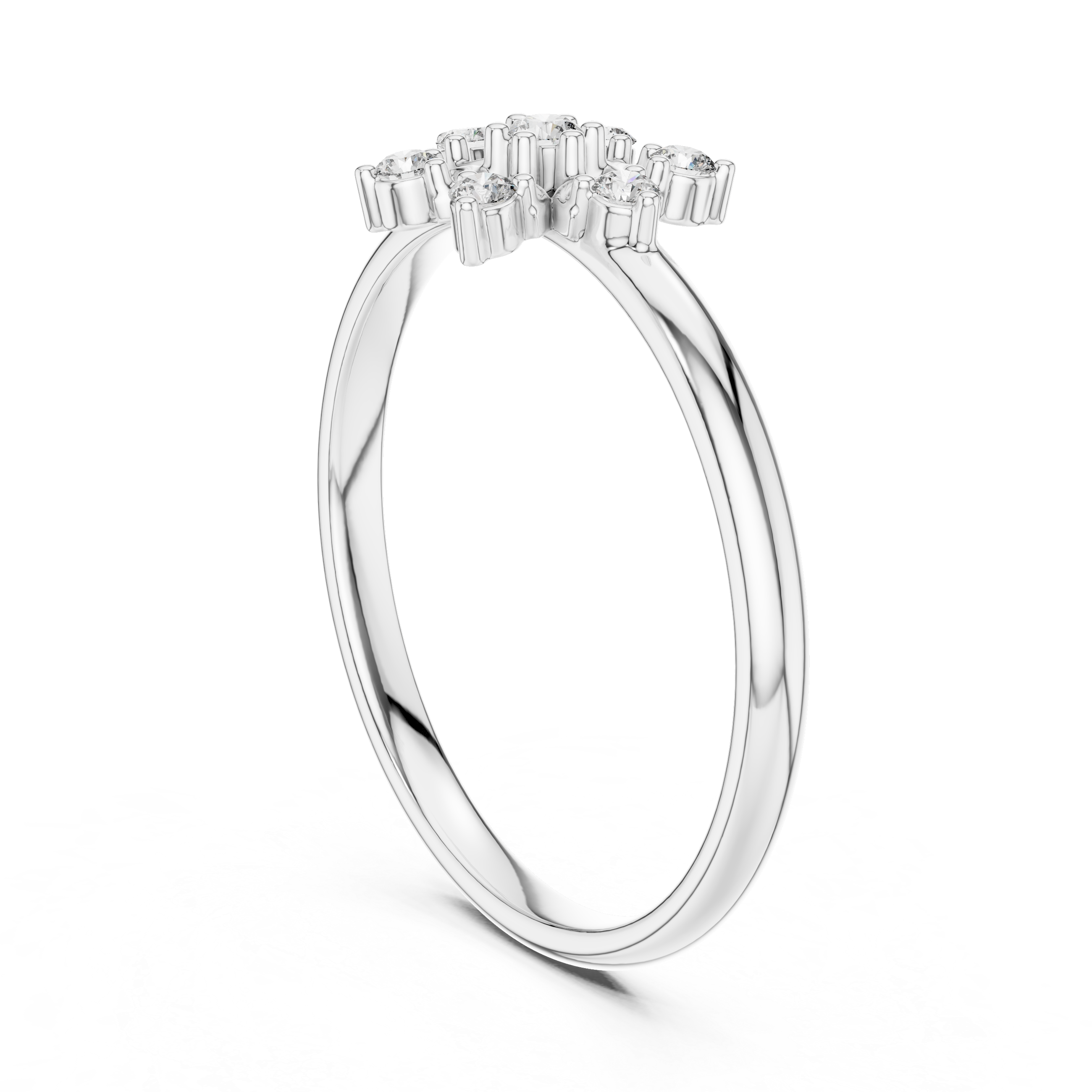 Minimal Floral Diamond Ring – Elegant 7 Stone Gold Cluster Design