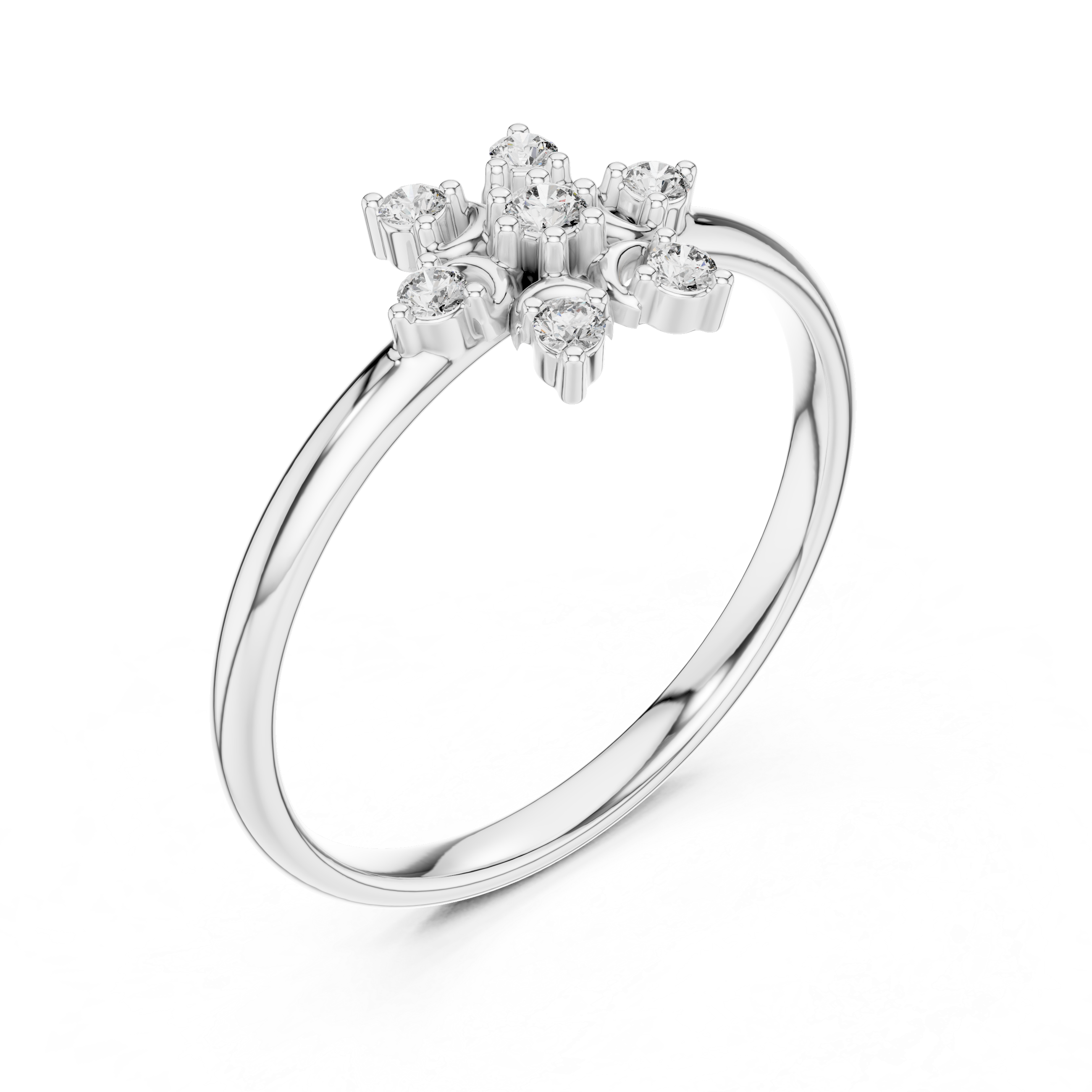 Minimal Floral Diamond Ring – Elegant 7 Stone Gold Cluster Design
