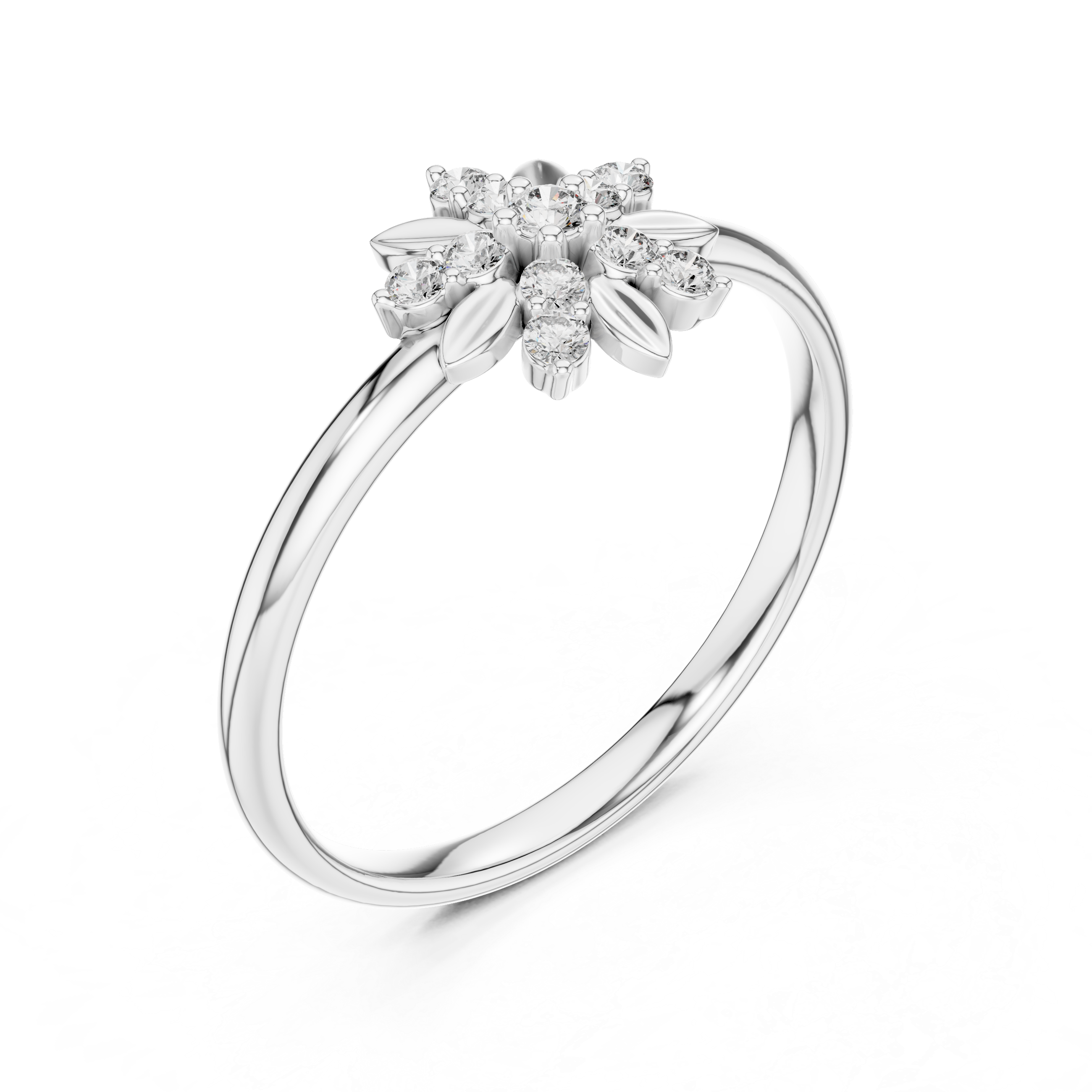 Floral Cluster Diamond Ring – Elegant Petal Star Gold Design