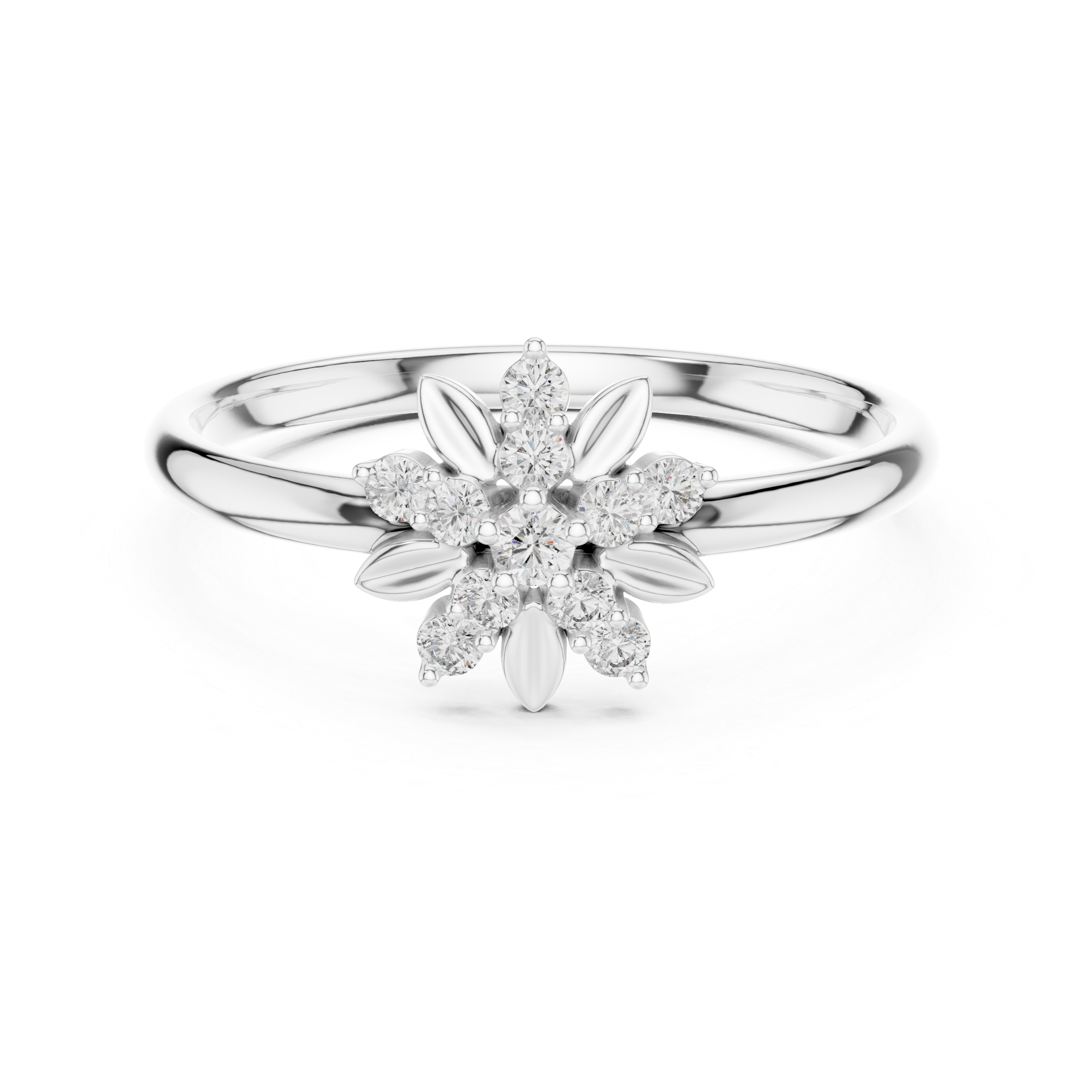 Floral Cluster Diamond Ring – Elegant Petal Star Gold Design