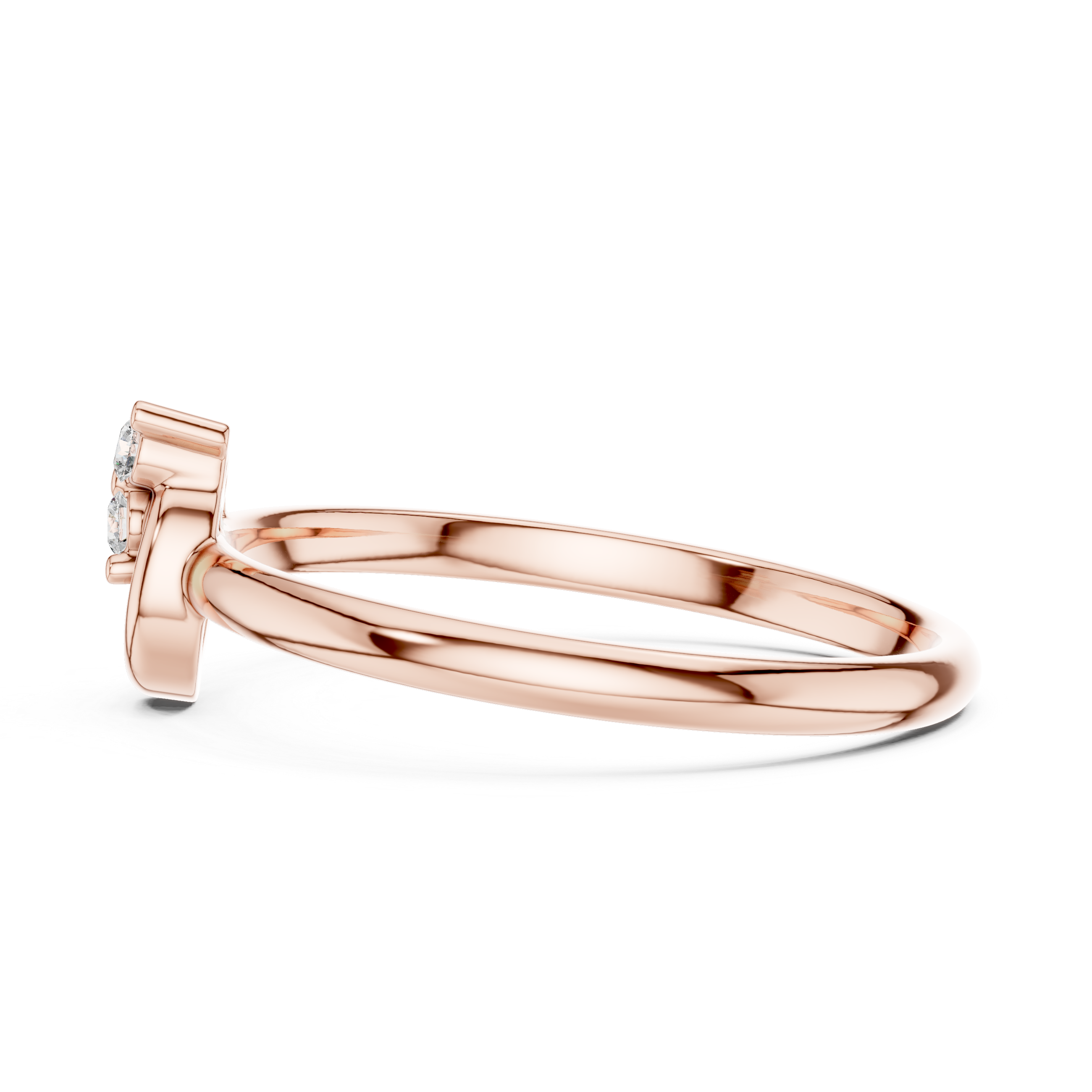 Modern Swirl Diamond Ring – Minimal Triple Stone Gold Band