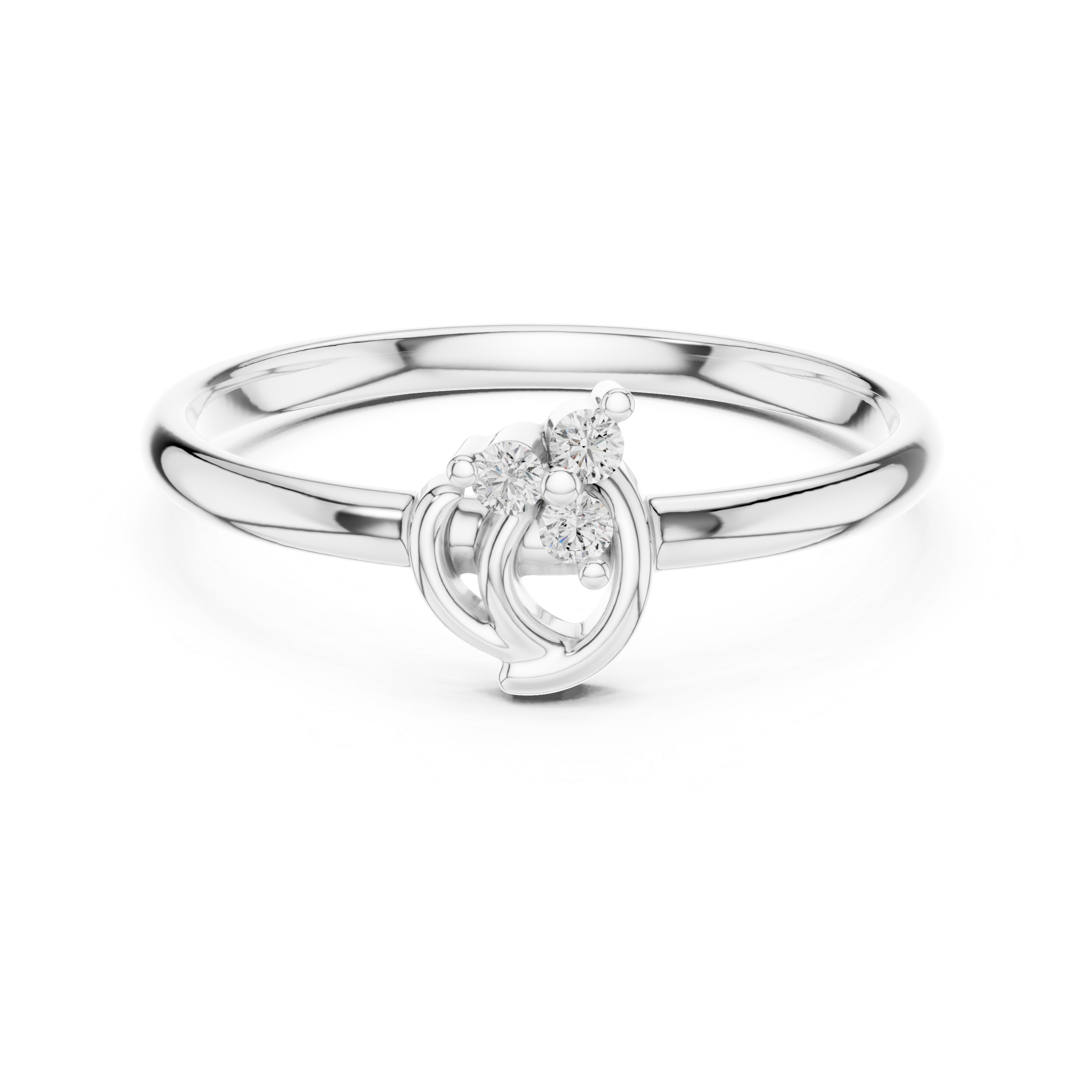 Modern Swirl Diamond Ring – Minimal Triple Stone Gold Band