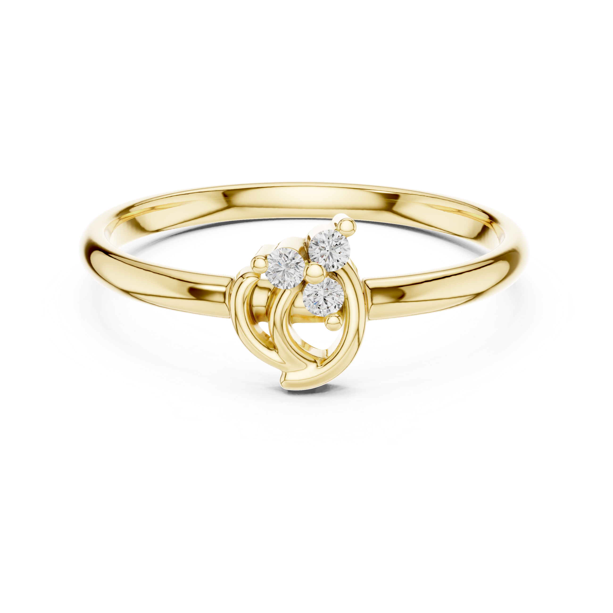 Modern Swirl Diamond Ring – Minimal Triple Stone Gold Band