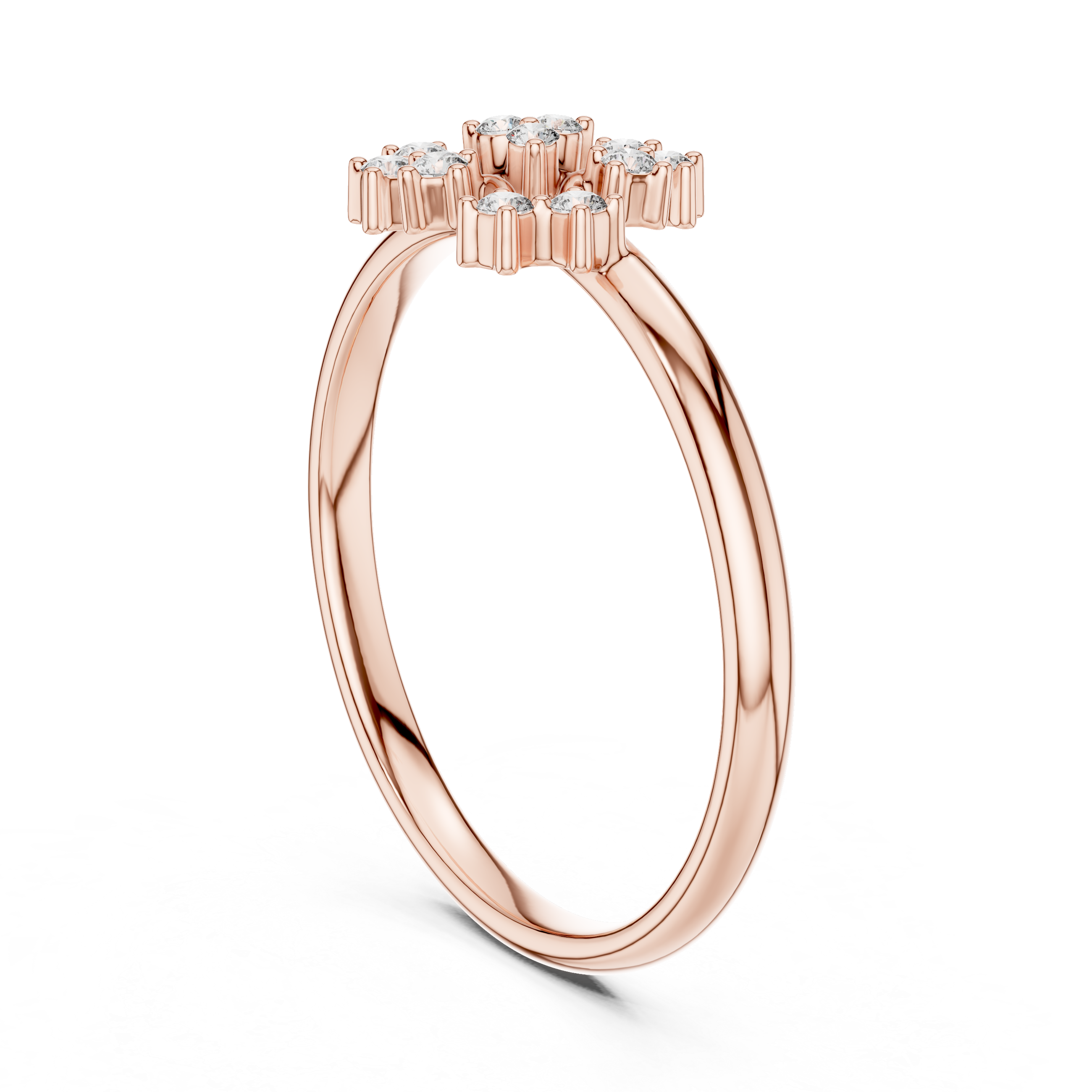 Elegant Crown-Inspired Diamond Ring – Minimal Floral Cluster Gold Band