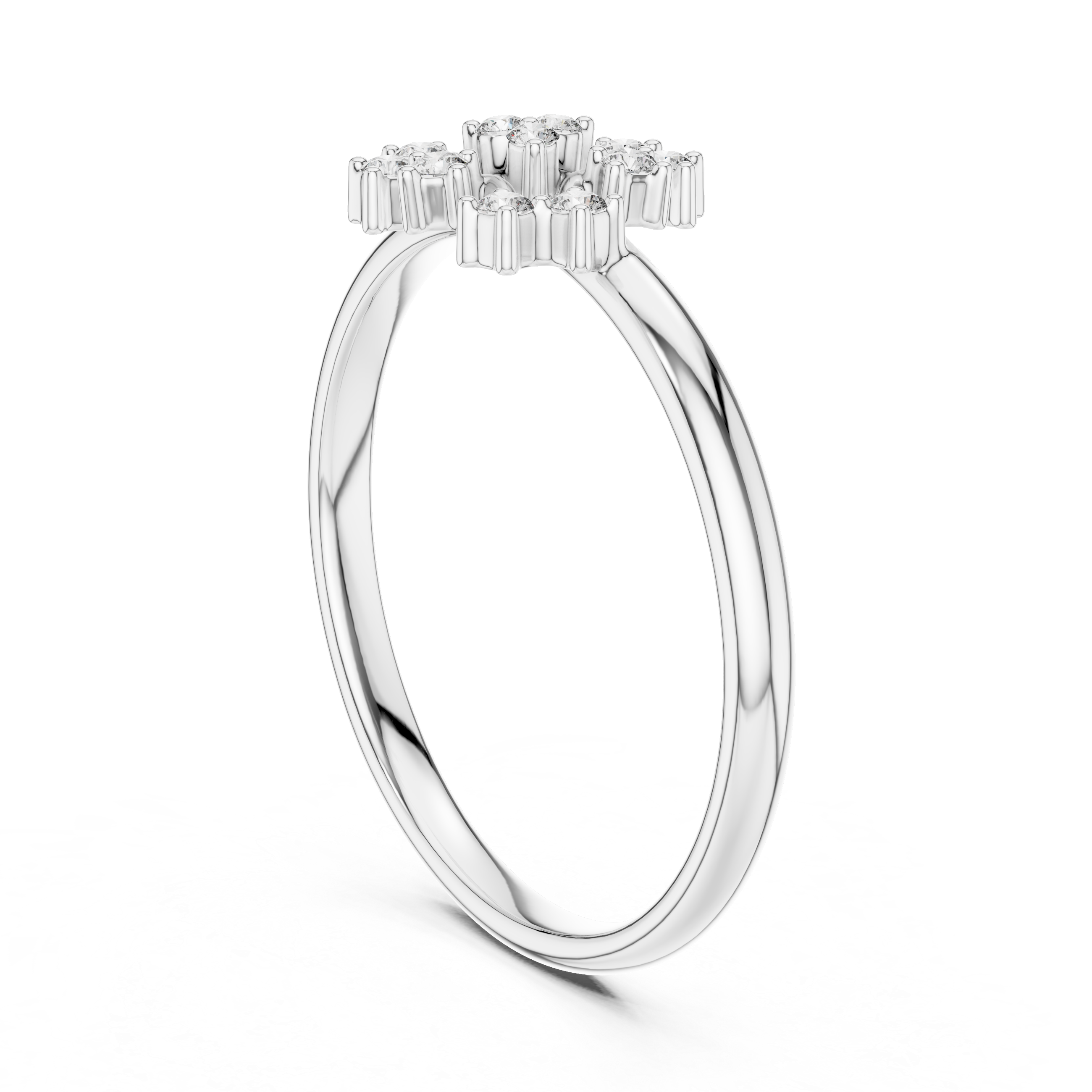 Elegant Crown-Inspired Diamond Ring – Minimal Floral Cluster Gold Band