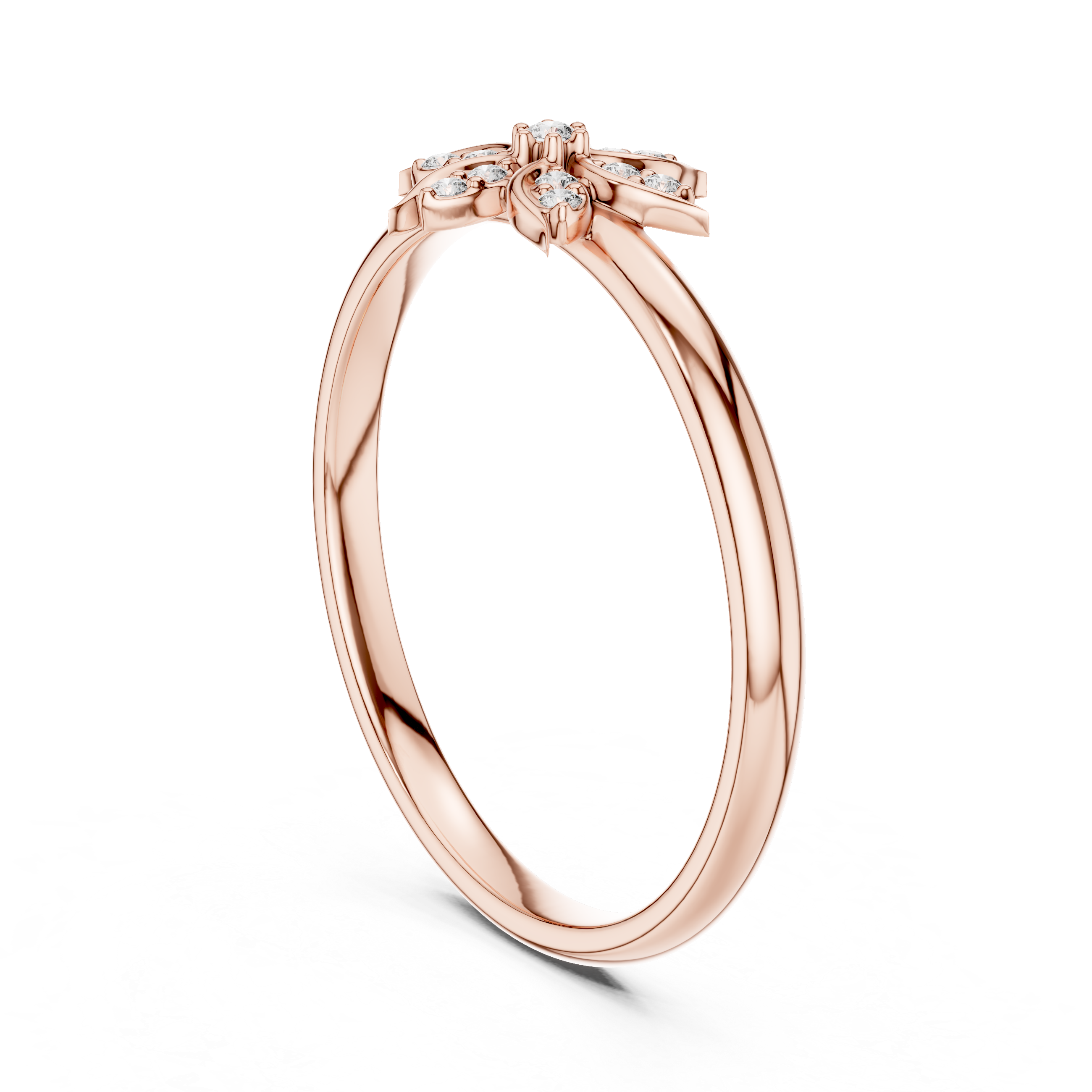 Delicate Floral Diamond Ring – Petal Cluster Gold Band