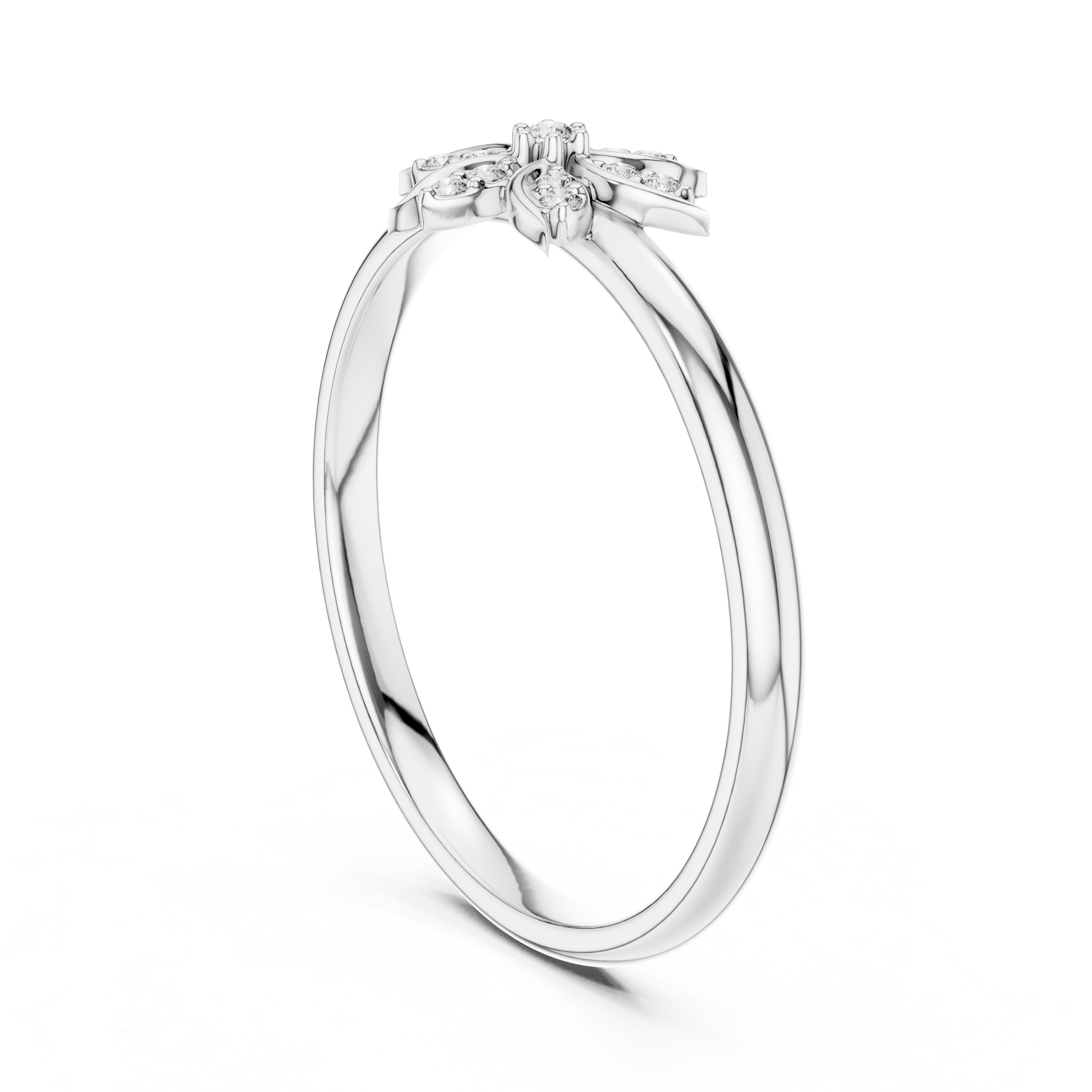 Delicate Floral Diamond Ring – Petal Cluster Gold Band