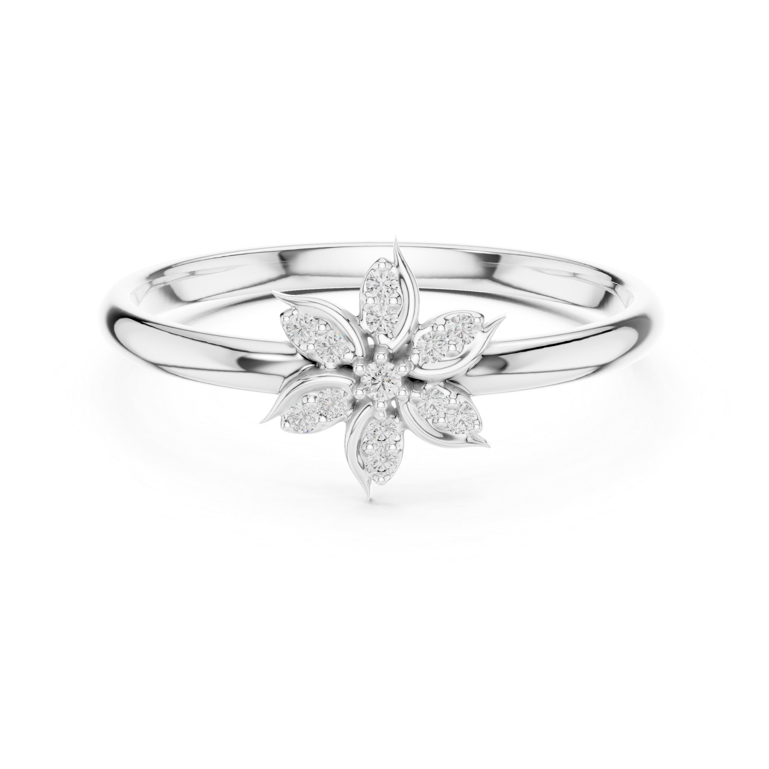 Delicate Floral Diamond Ring – Petal Cluster Gold Band
