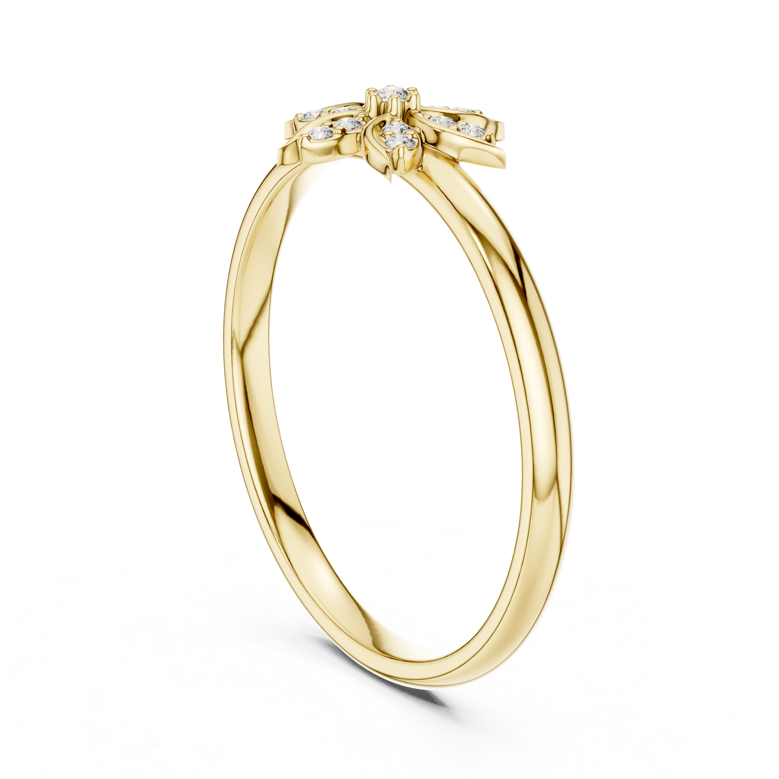 Delicate Floral Diamond Ring – Petal Cluster Gold Band