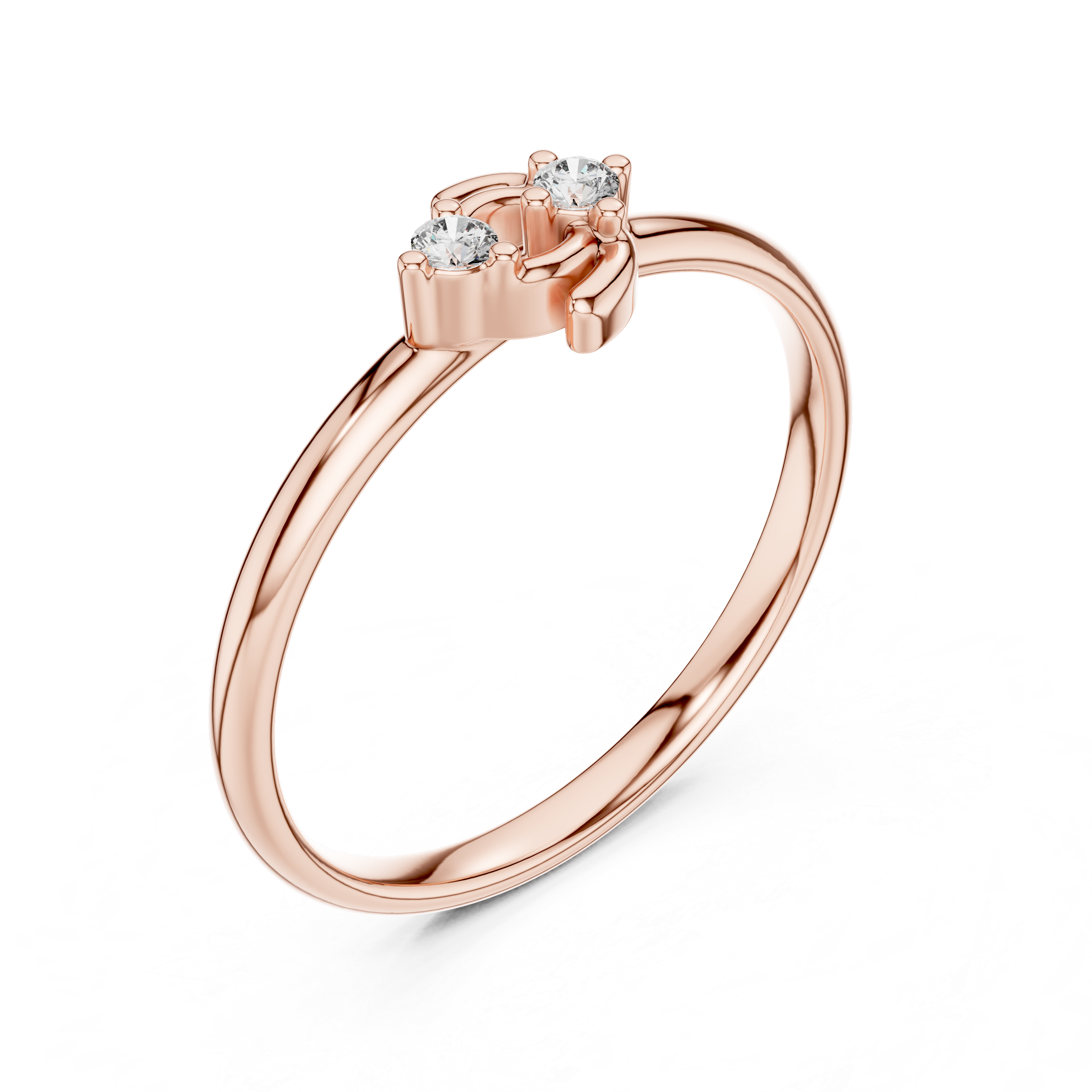 Minimal Double Diamond Swirl Ring