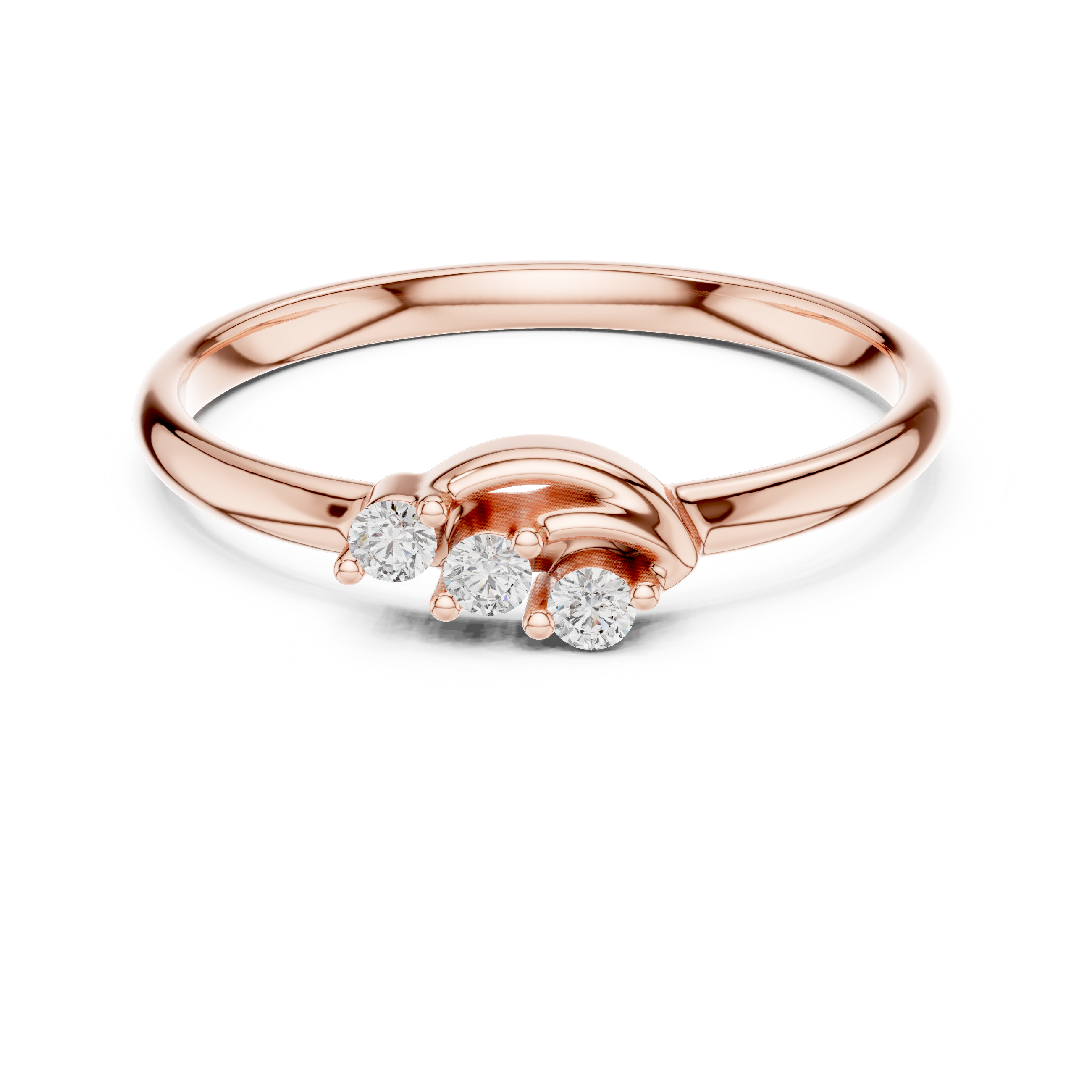 Curved Trio Diamond Ring