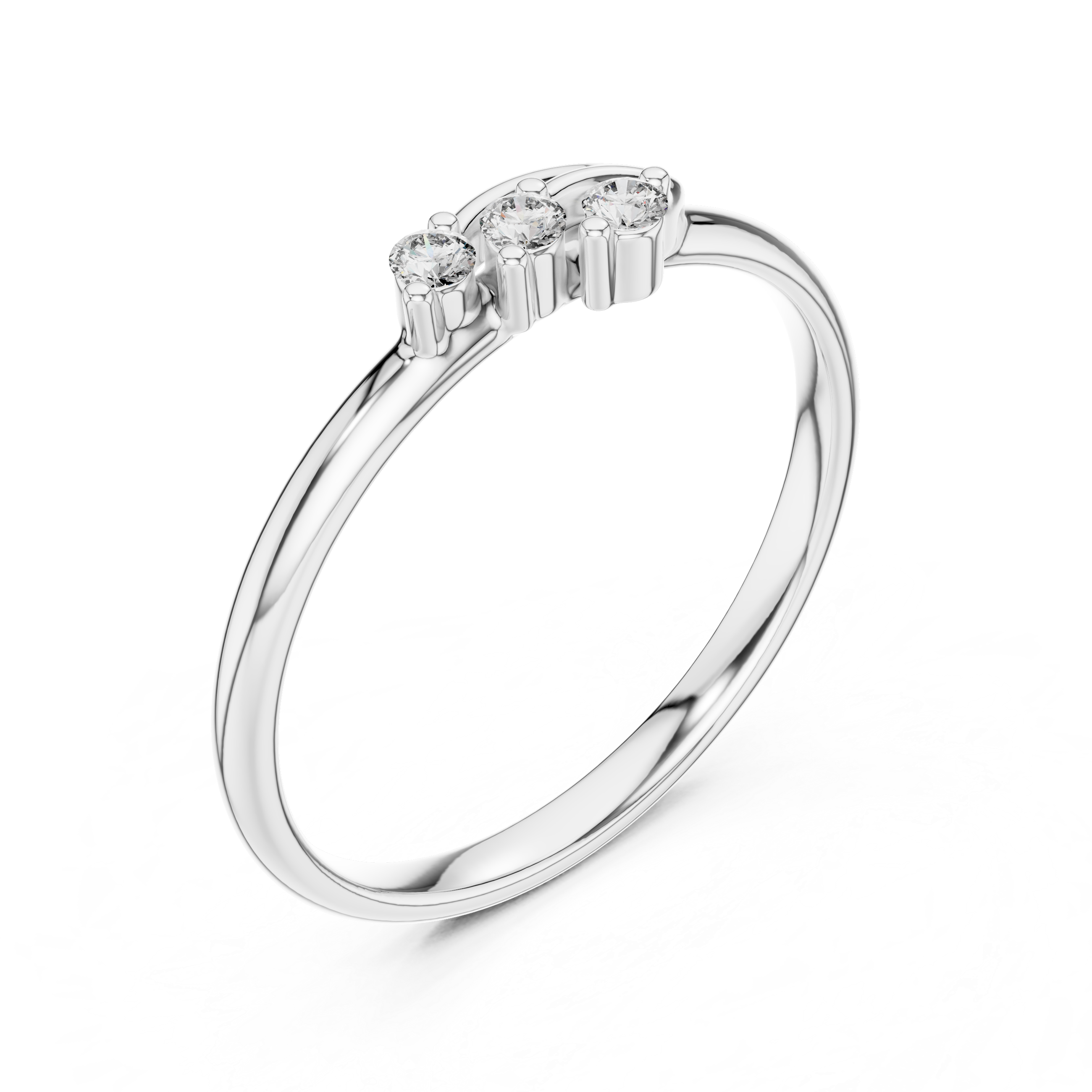 Curved Trio Diamond Ring